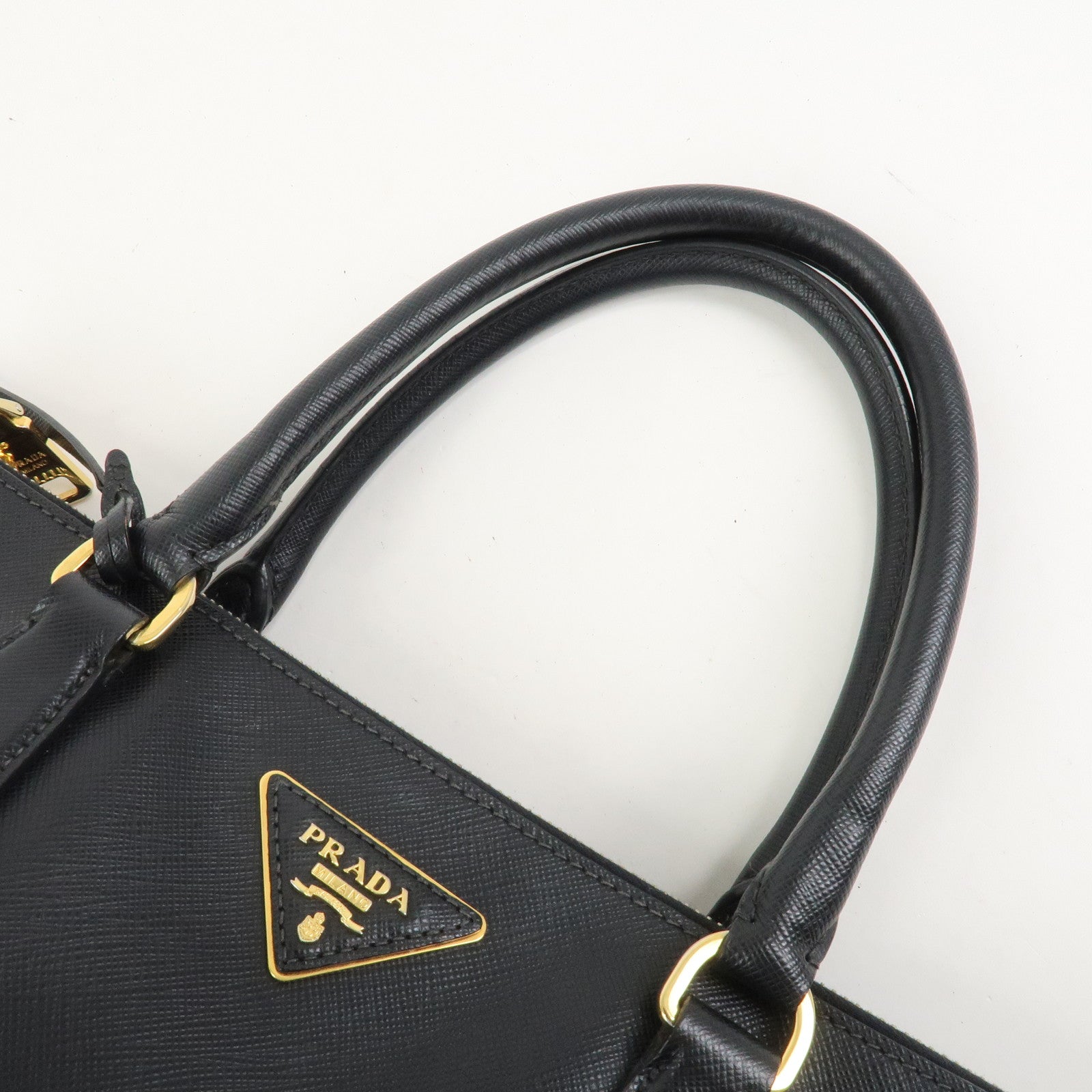 PRADA Galleria Triangle Logo Saffiano Leather 2Way Bag Black BN2274
