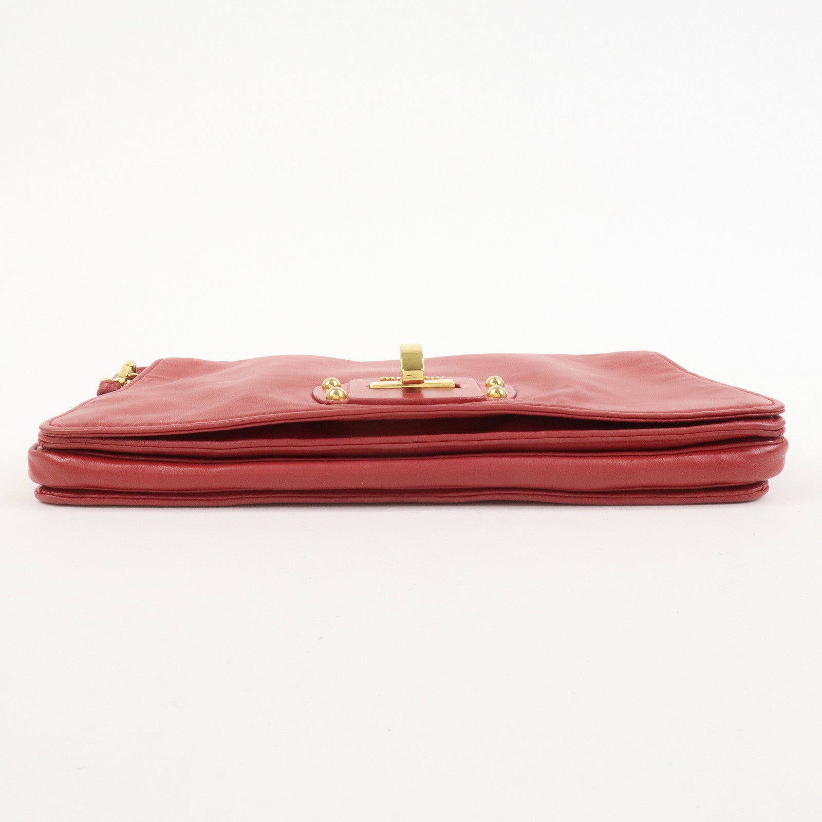 MIU MIU Logo Nappa Leather Shoulder Bag Crossbody Bag Red