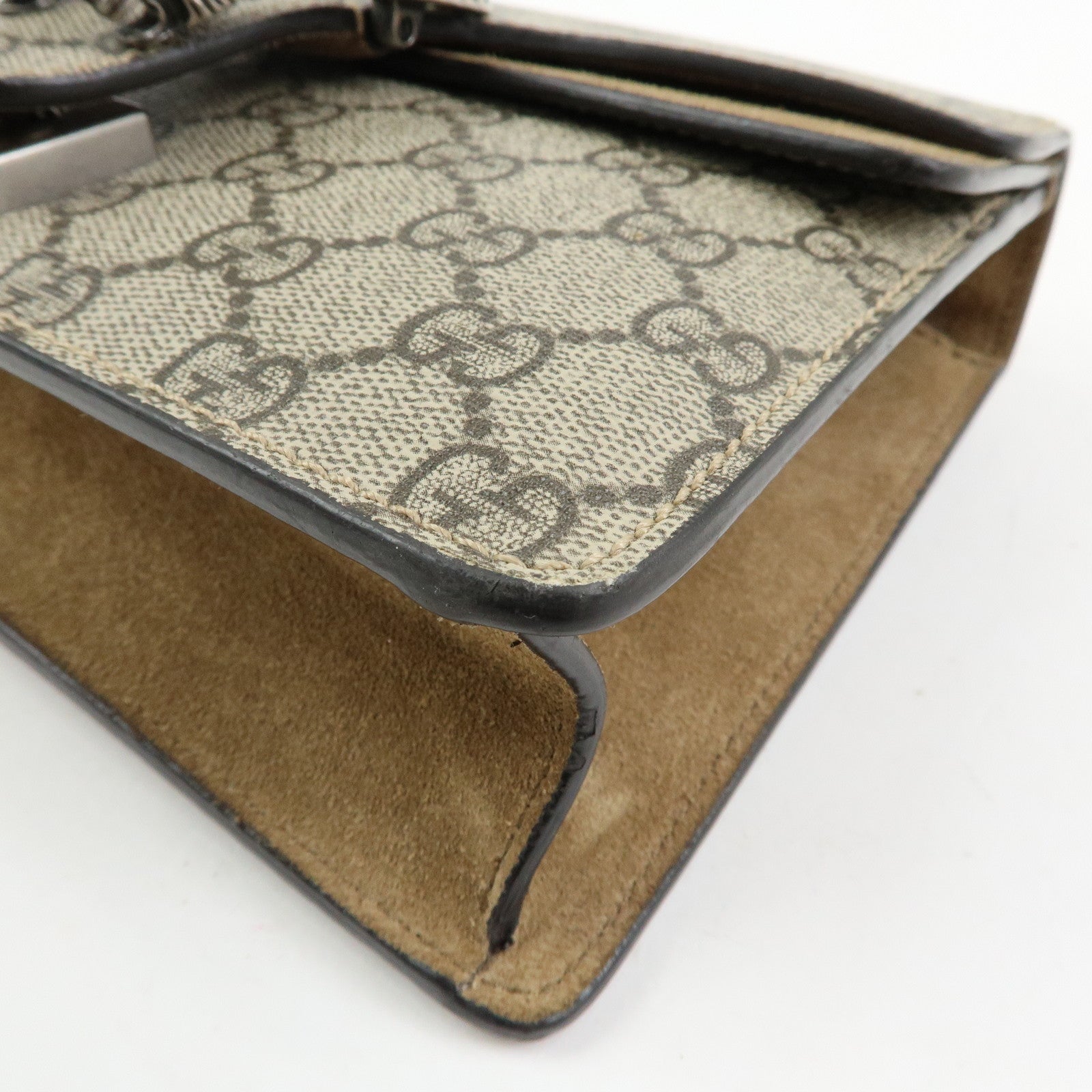GUCCI Dionysus GG Supreme Suede Shoulder Bag Beige Brown 421970