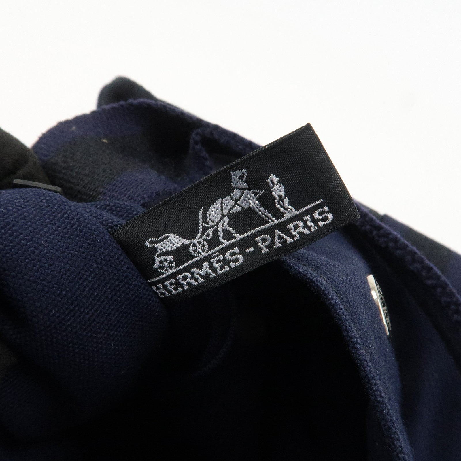 HERMES Fourre Tout MM Canvas Tote Bag Hand Bag Black Navy