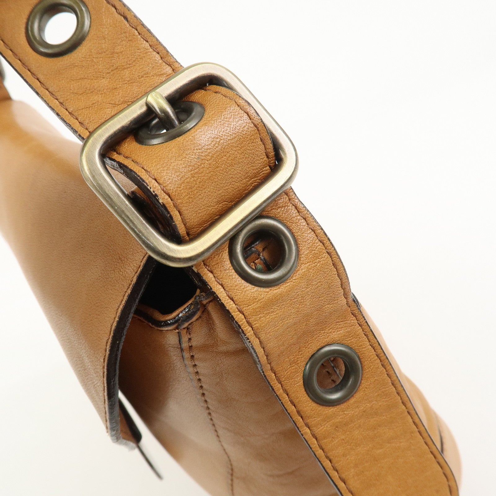 Chloe Logo Leather Shoulder Bag Hand Bag Crossbody Bag Brown