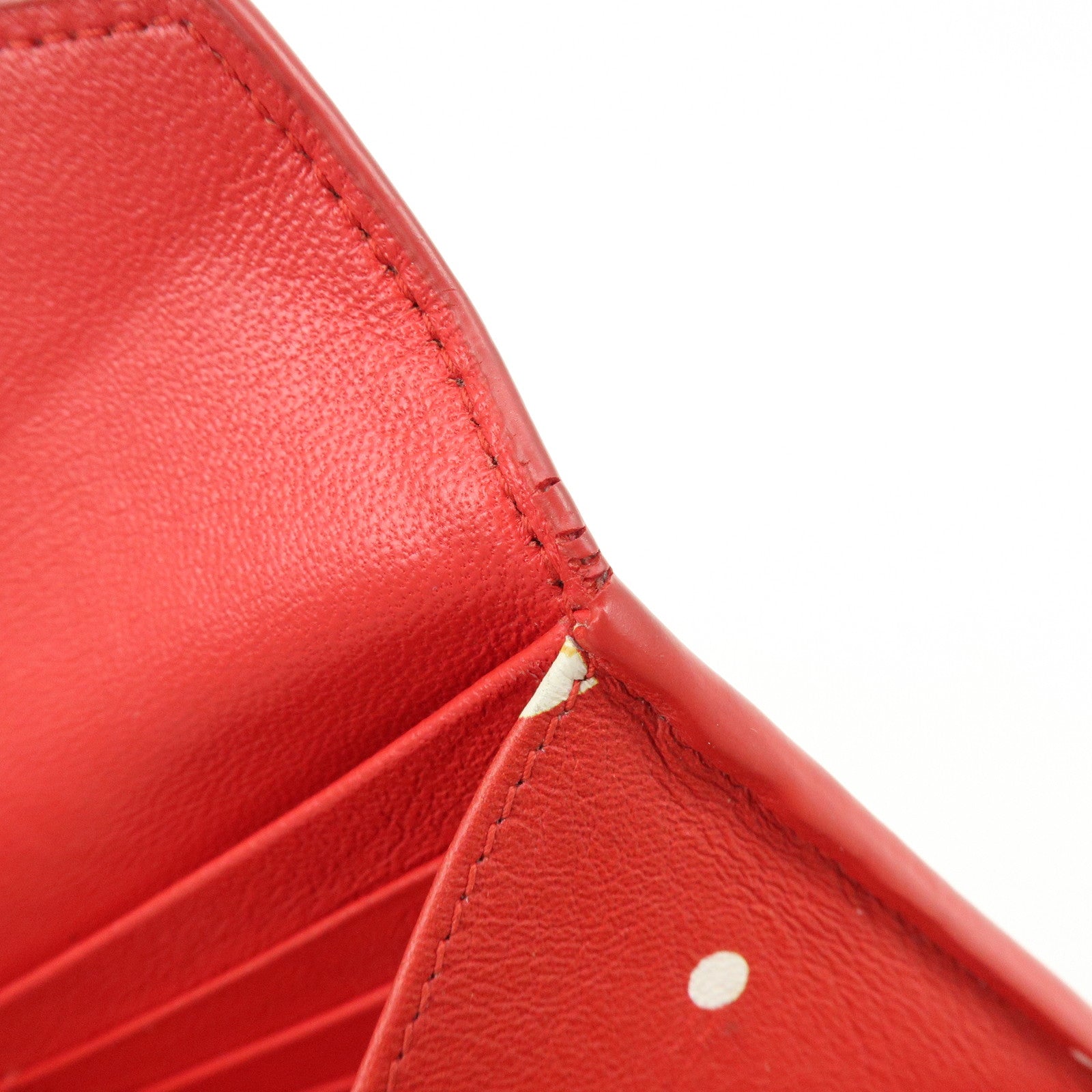 BALENCIAGA The Papier Leather Long Wallet Heart Dots Red 499207