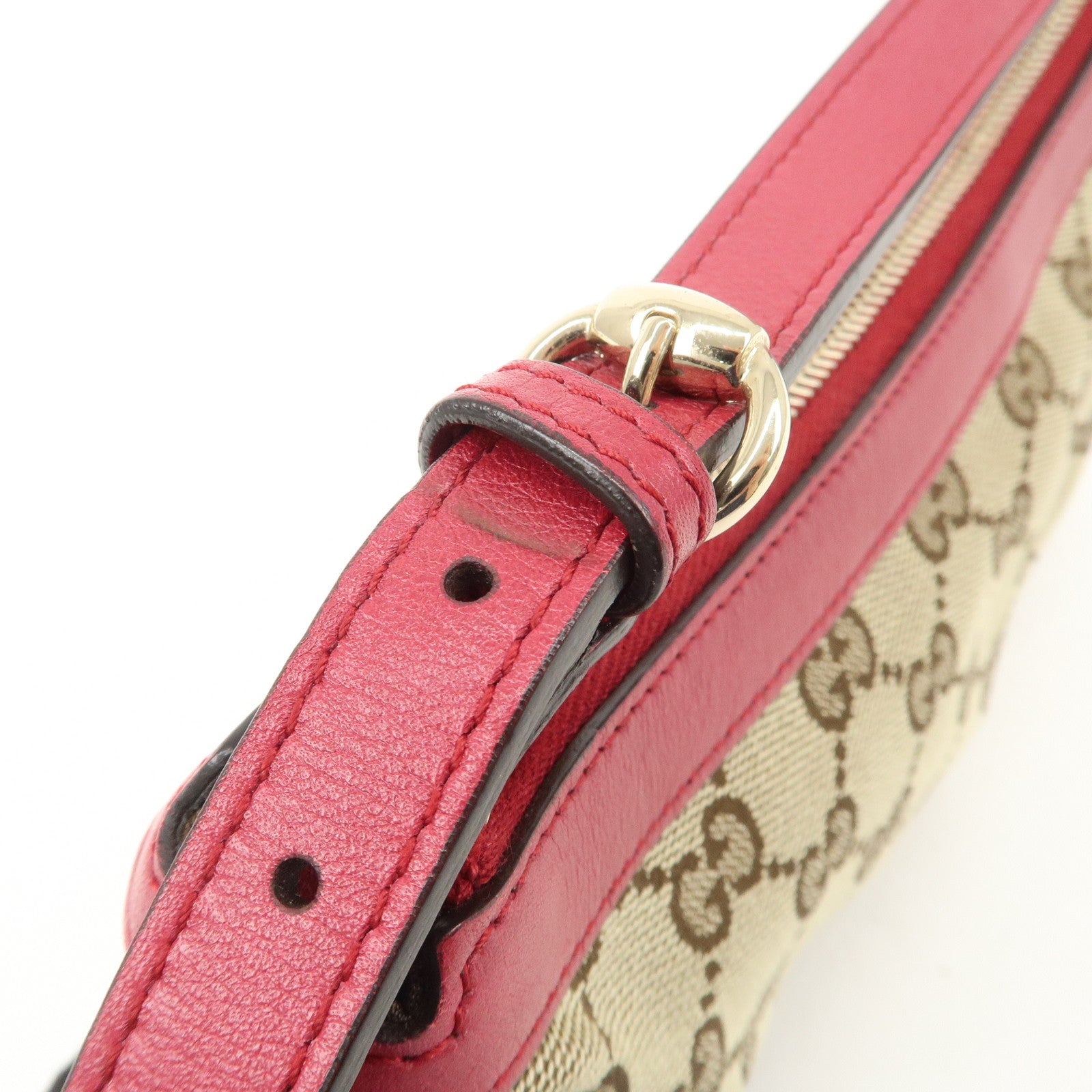 GUCCI Lovely Heart GG Canvas Leather Hand Bag Beige Red 245938 Used