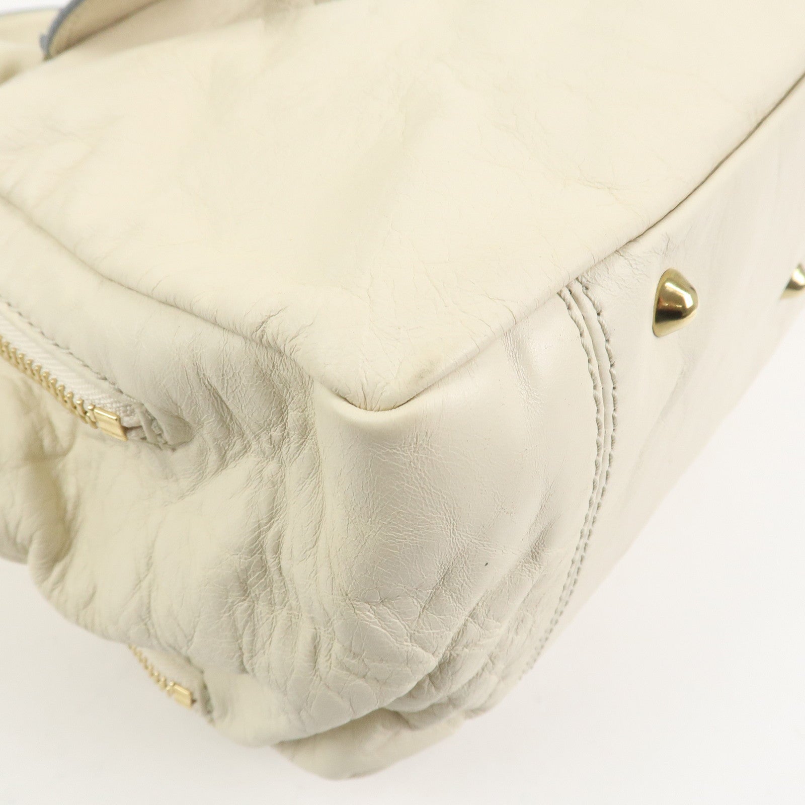 Chloe Bay Leather Hand Bag Shoulder Bag Ivory