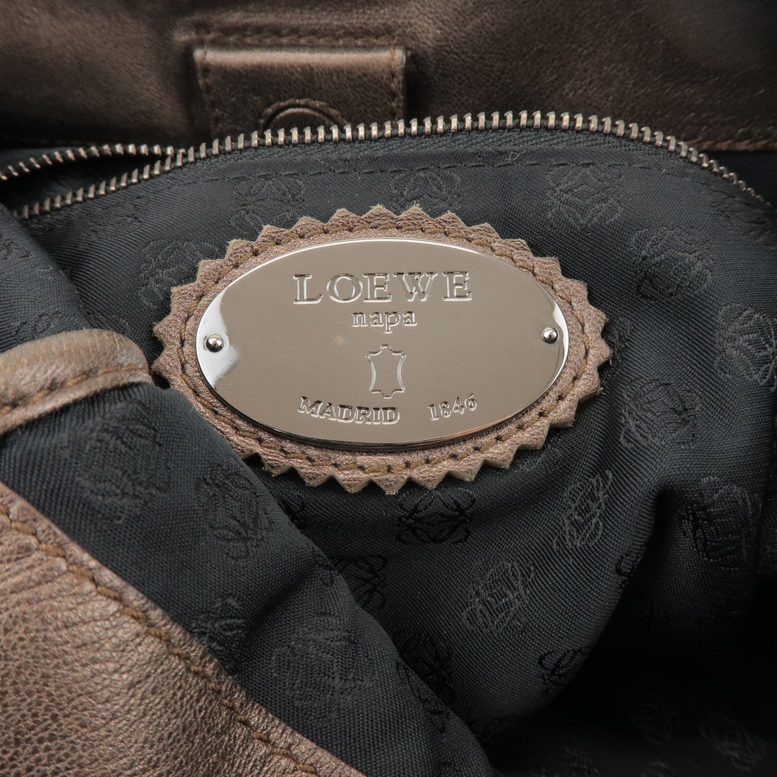 LOEWE Anagram Leather Shoulder Bag Hand Bag Bronze