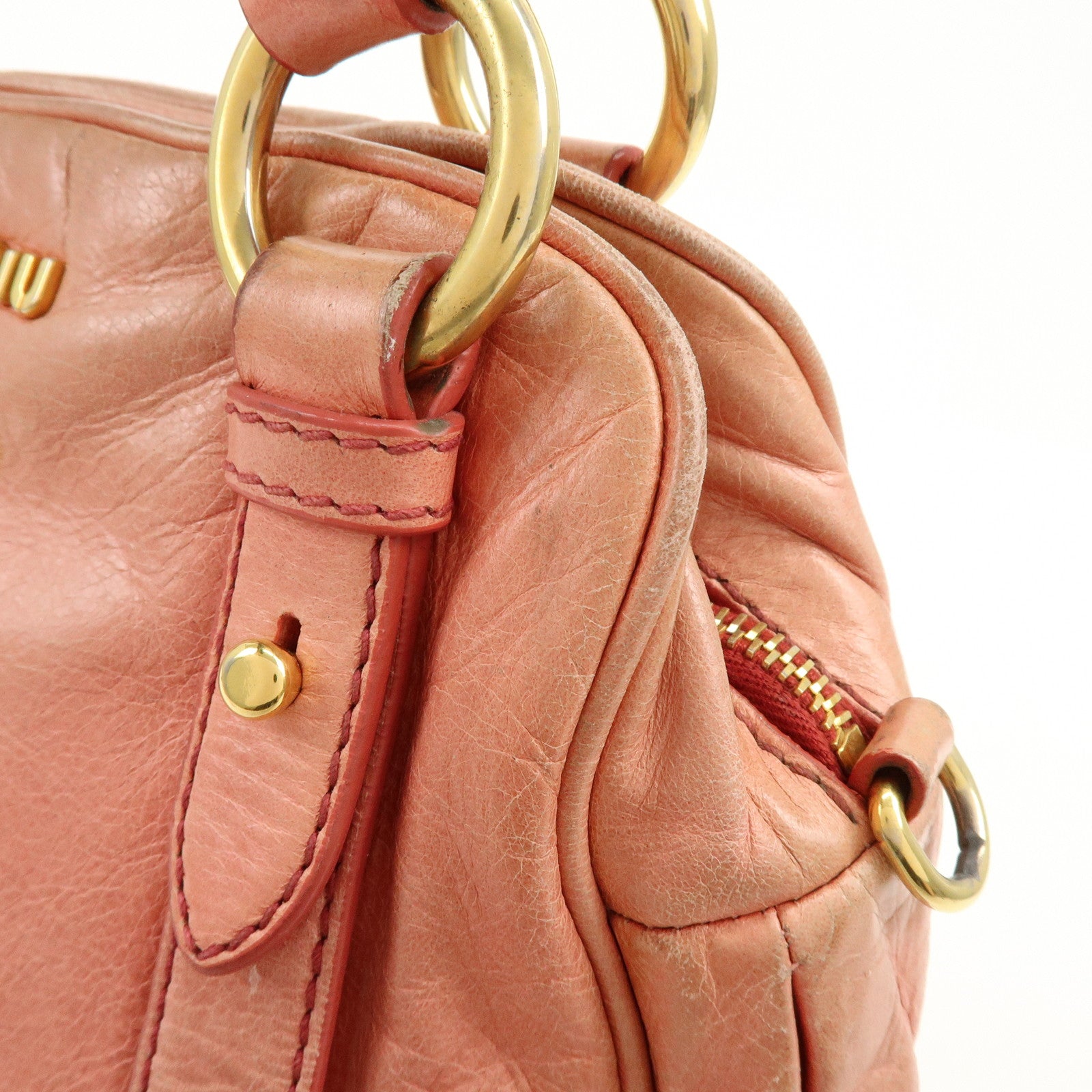 MIU MIU Leather 2Way Bag Hand Bag Shoulder Bag Pink