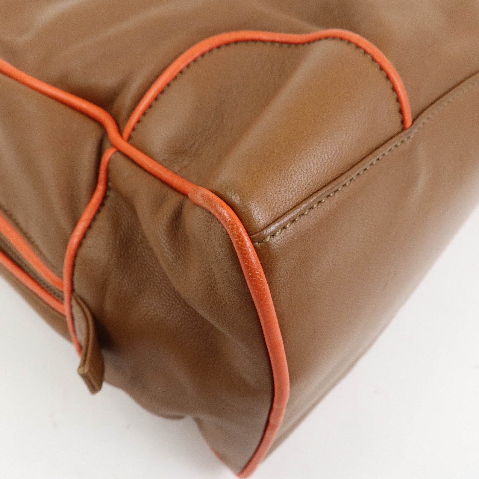 LOEWE Logo Nappa Leather Mini Hand Bag Boston Bag Brown