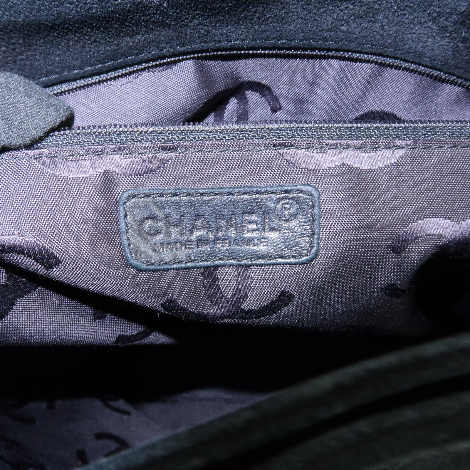 CHANEL Matelasse COCO Mark Suede Tote Bag Shoulder Bag Black