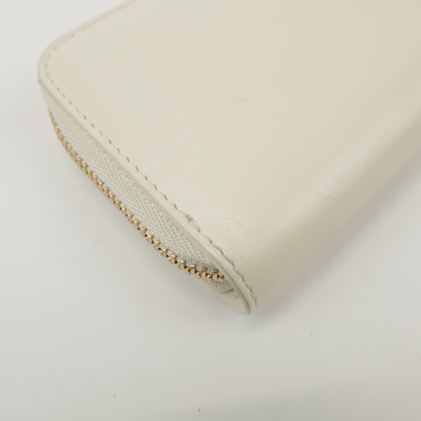 JIL SANDER Logo Leather Round Zippy Coin Case Coin Wallet Ivory