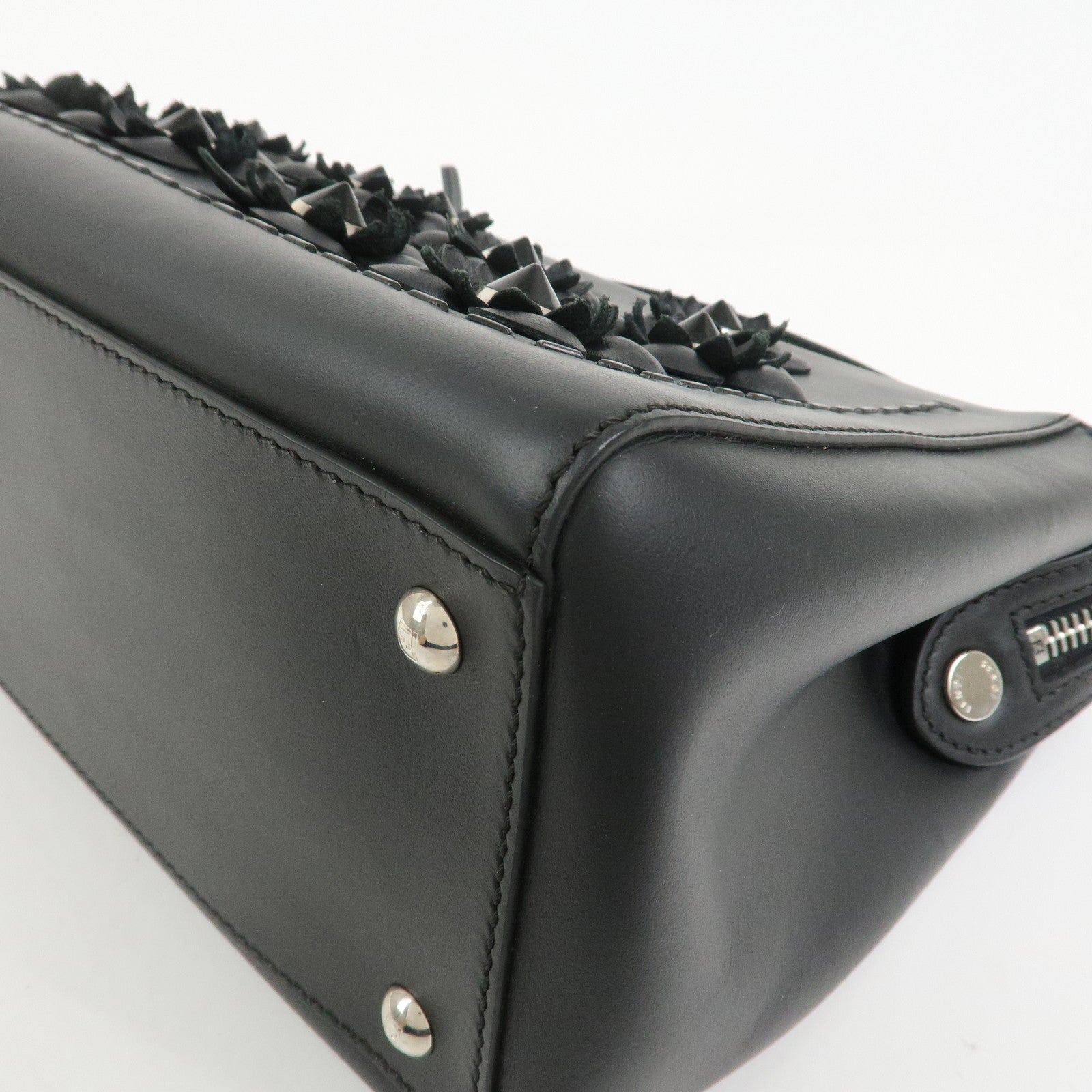 FENDI Dotcom Leather 2WAY Bag Hand Bag Shoulder Bag Black 8BN293