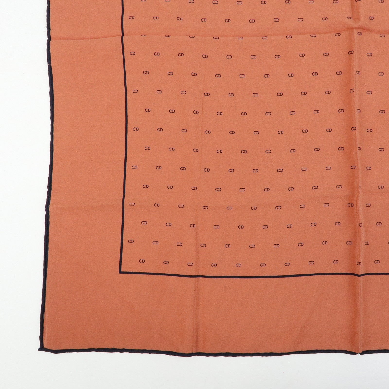 Christian Dior CD Logo Silk 100% Scarf Brown Black