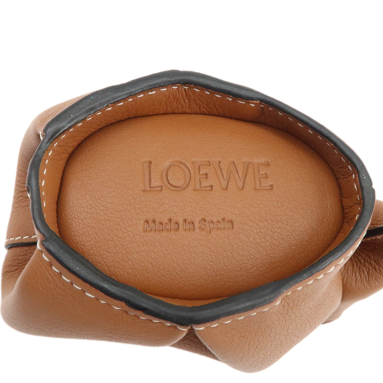 LOEWE Calf Leather Elephant Coin Case Coin Purse Brown