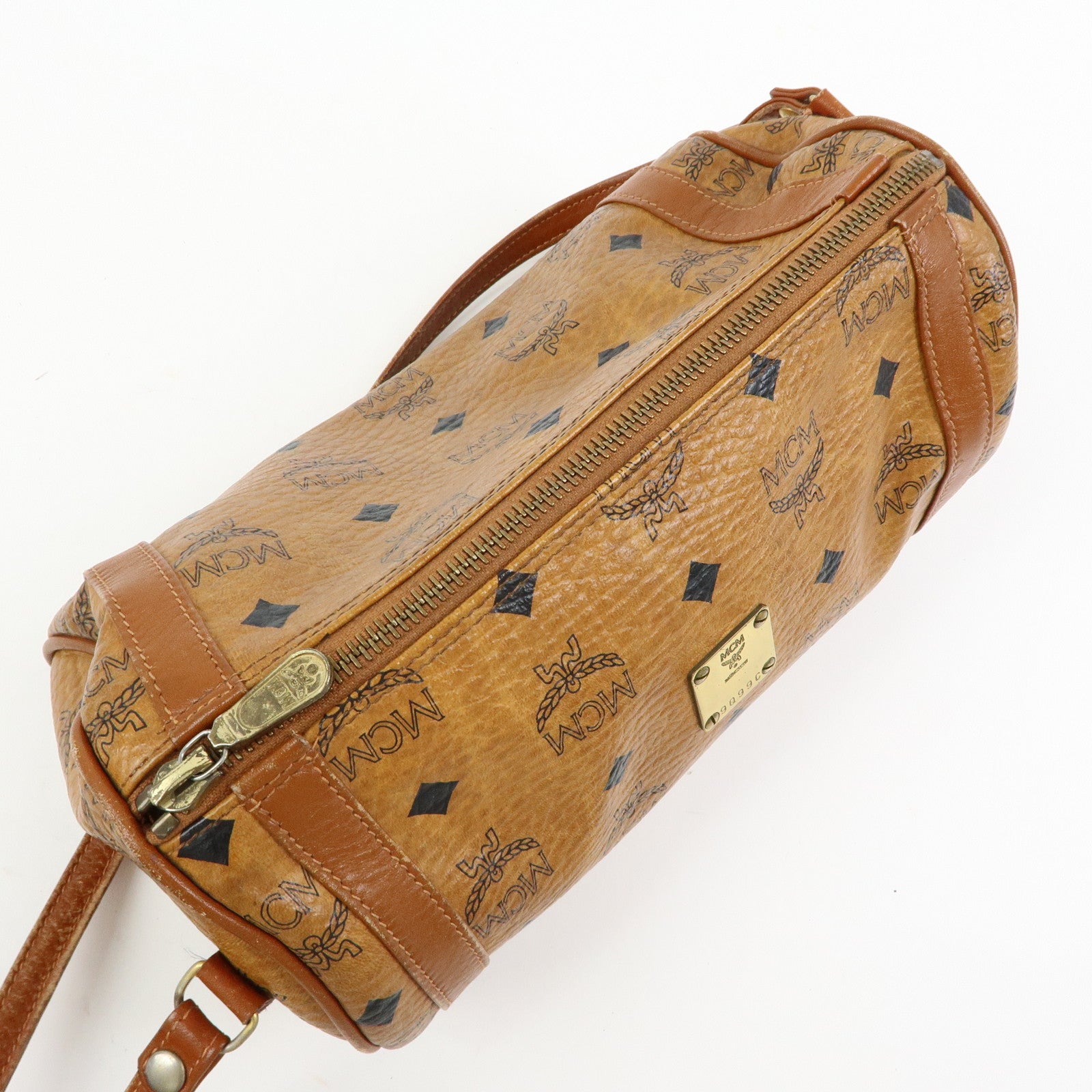 MCM Visetos PVC Leather Shoulder Bag Crossbody Bag Brown