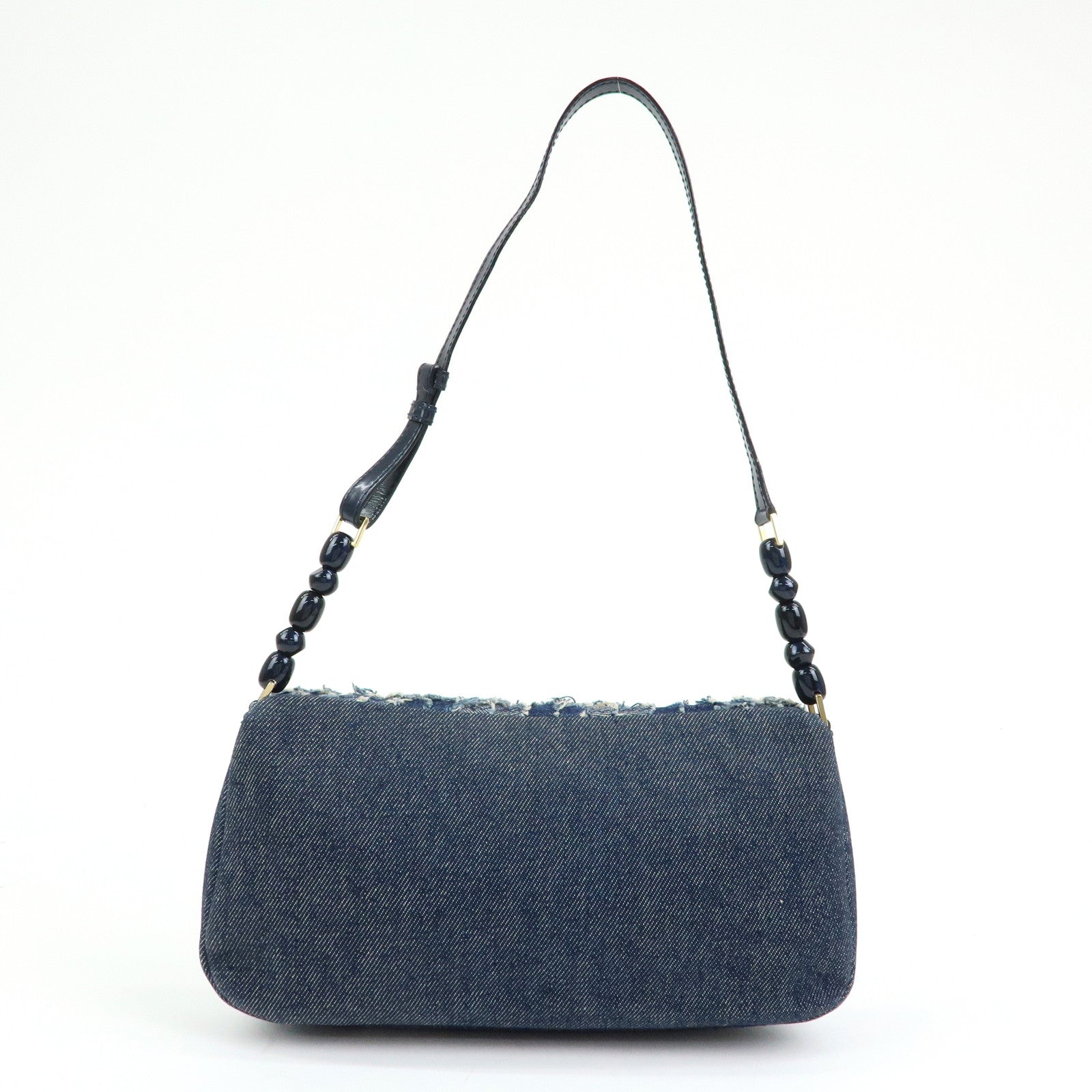 Christian Dior Maris Pearl Denim Patent Leather Shoulder Hand Bag