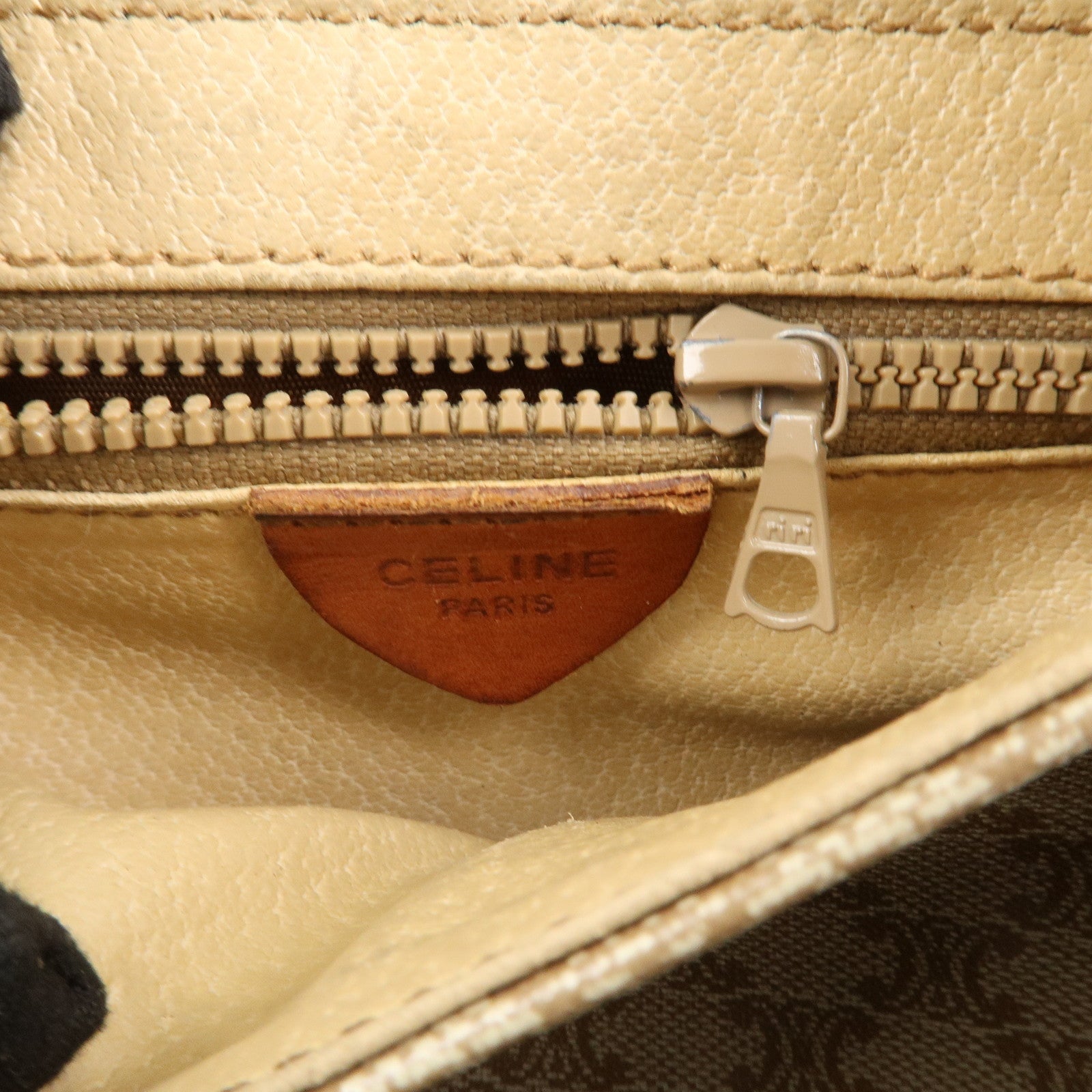 CELINE Macadam PVC Leather Shoulder Bag Beige Brown Gold HDW