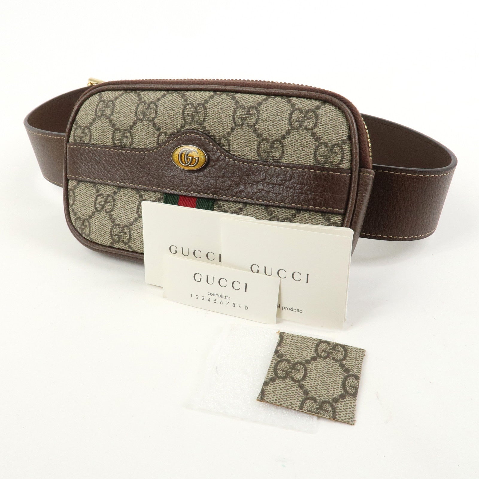 GUCCI Ophidia GG Supreme Leather Waist Bag Brown 519308