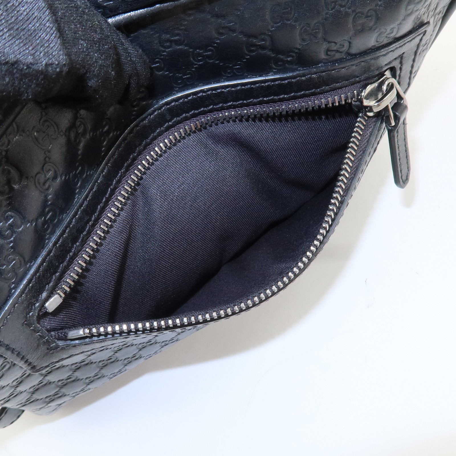 GUCCI Micro Guccissima Leather Hand Bag Clutch Bag Black 419775