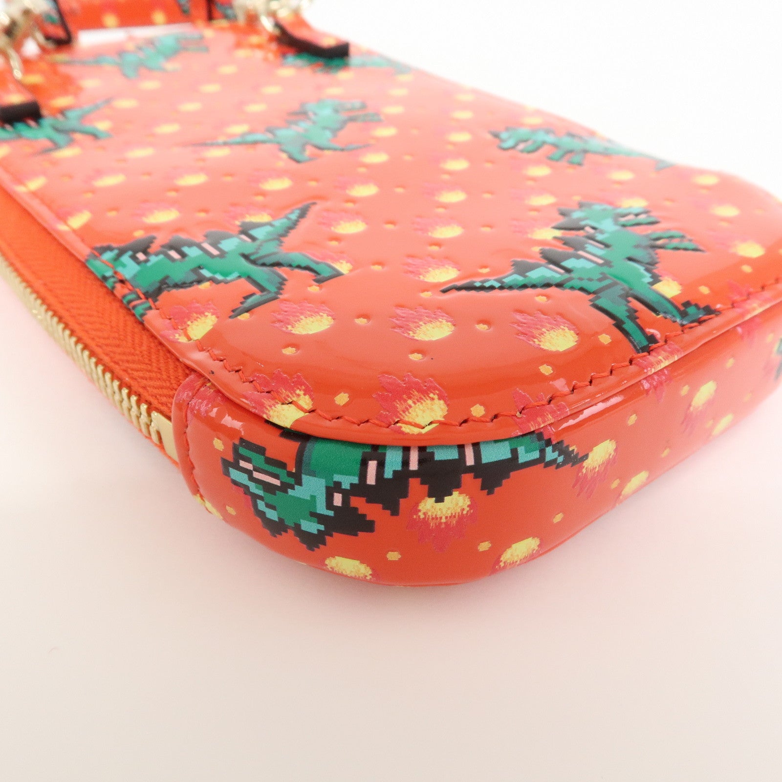 Christian Dior Dinosaur Motif Patent Leather Hand Bag Shoulder Bag