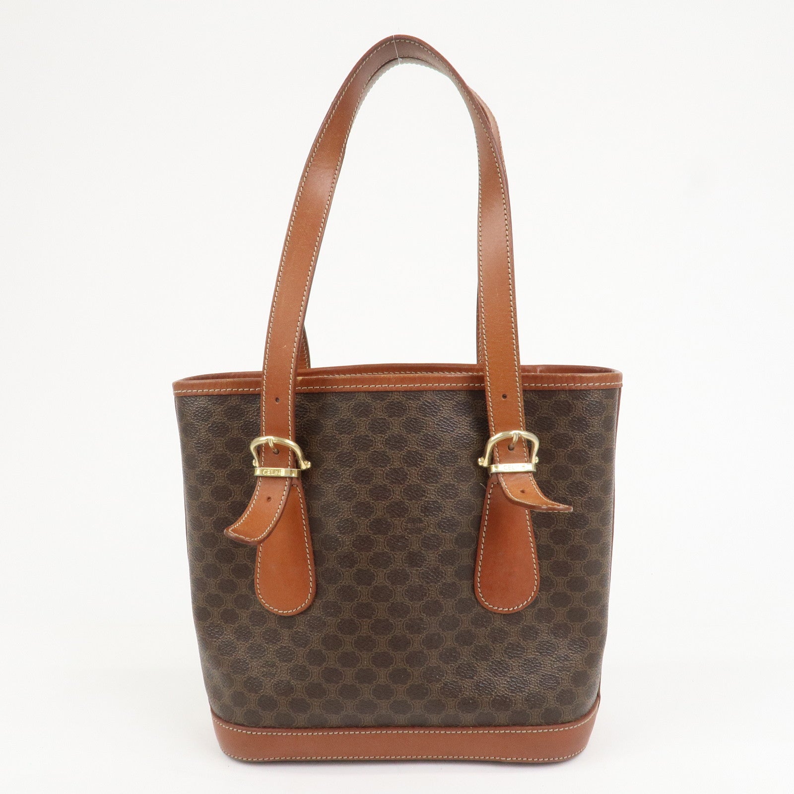 CELINE Macadam PVC Leather Shoulder Bag Hand Bag Brown