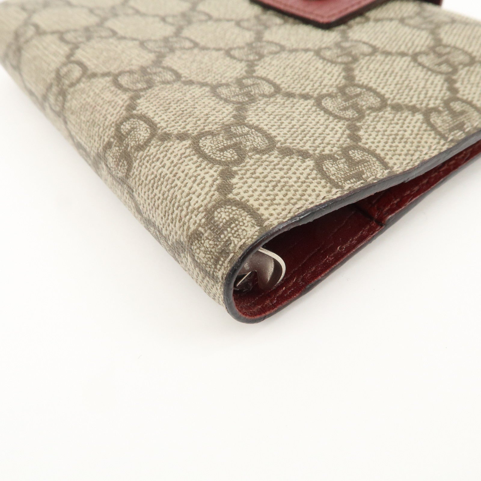 GUCC GG Supreme Canvas Leather Planner Cover Beige Brown 115240 Used