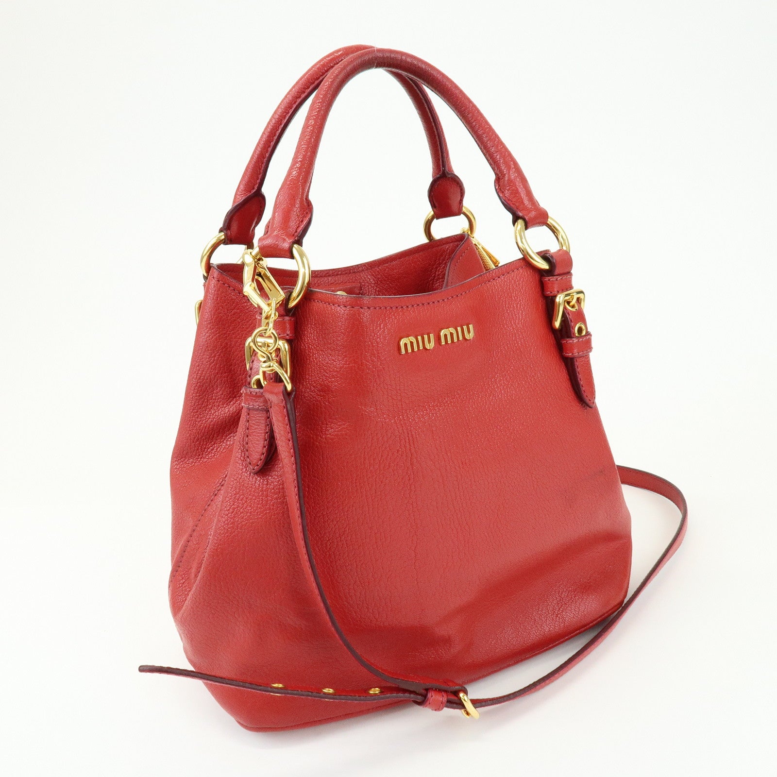 MIU MIU 2Way Bag Hand Bag Shoulder Bag Red RM0886