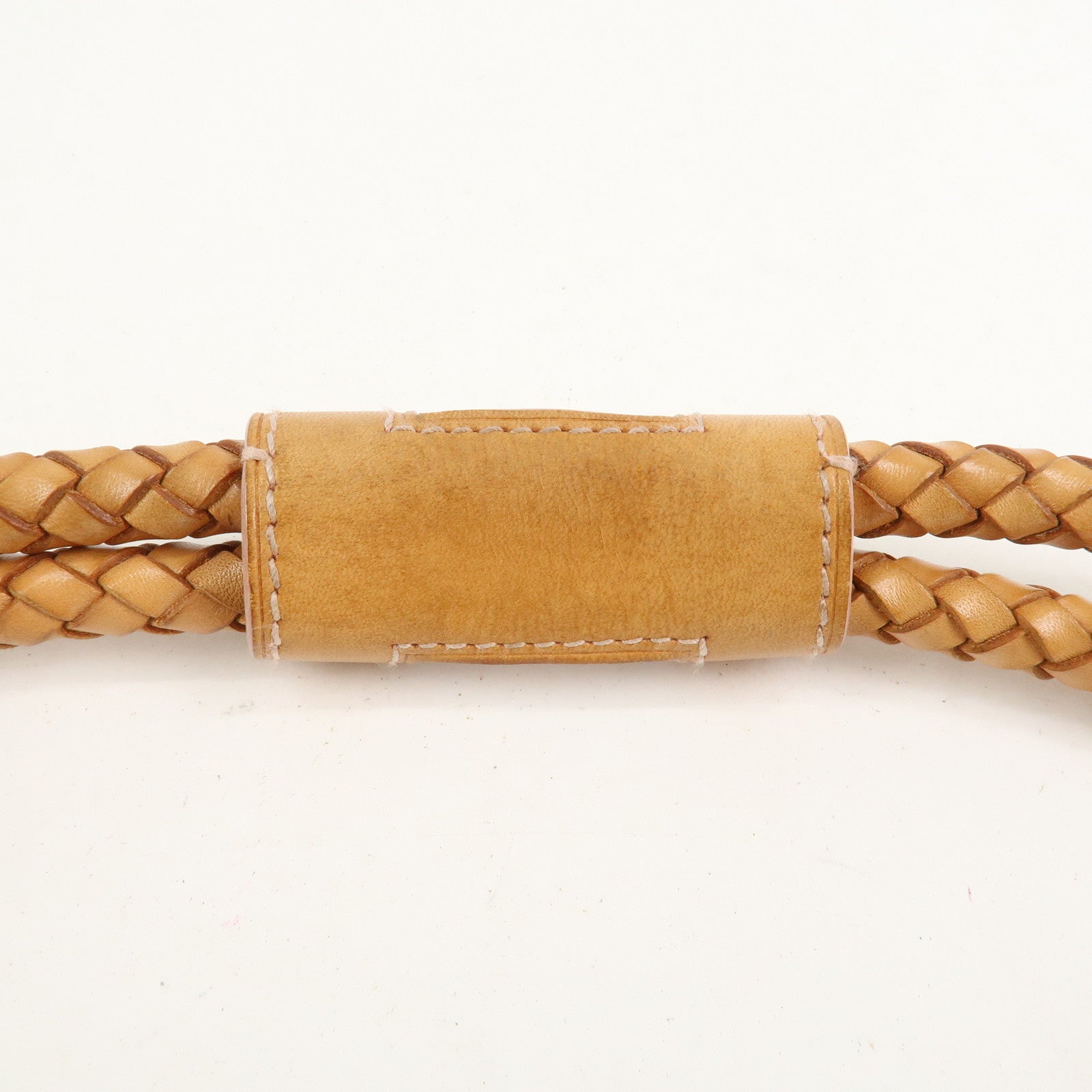 LOEWE Anagram Logo Canvas Shoulder Bag Leather Beige Light Brown