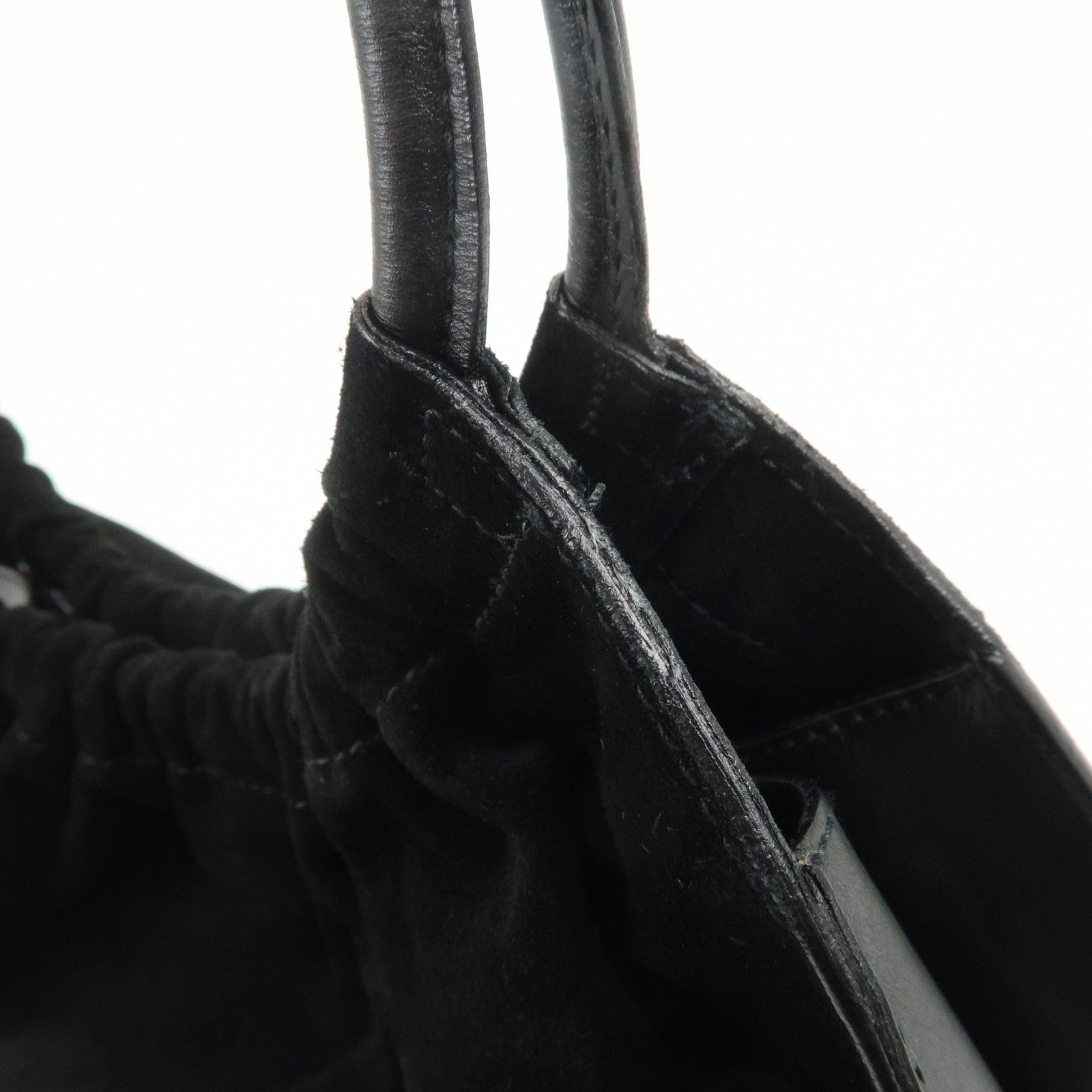 GUCCI Logo Suede Leather Shoulder Bag Hand Bag Black 001・4332