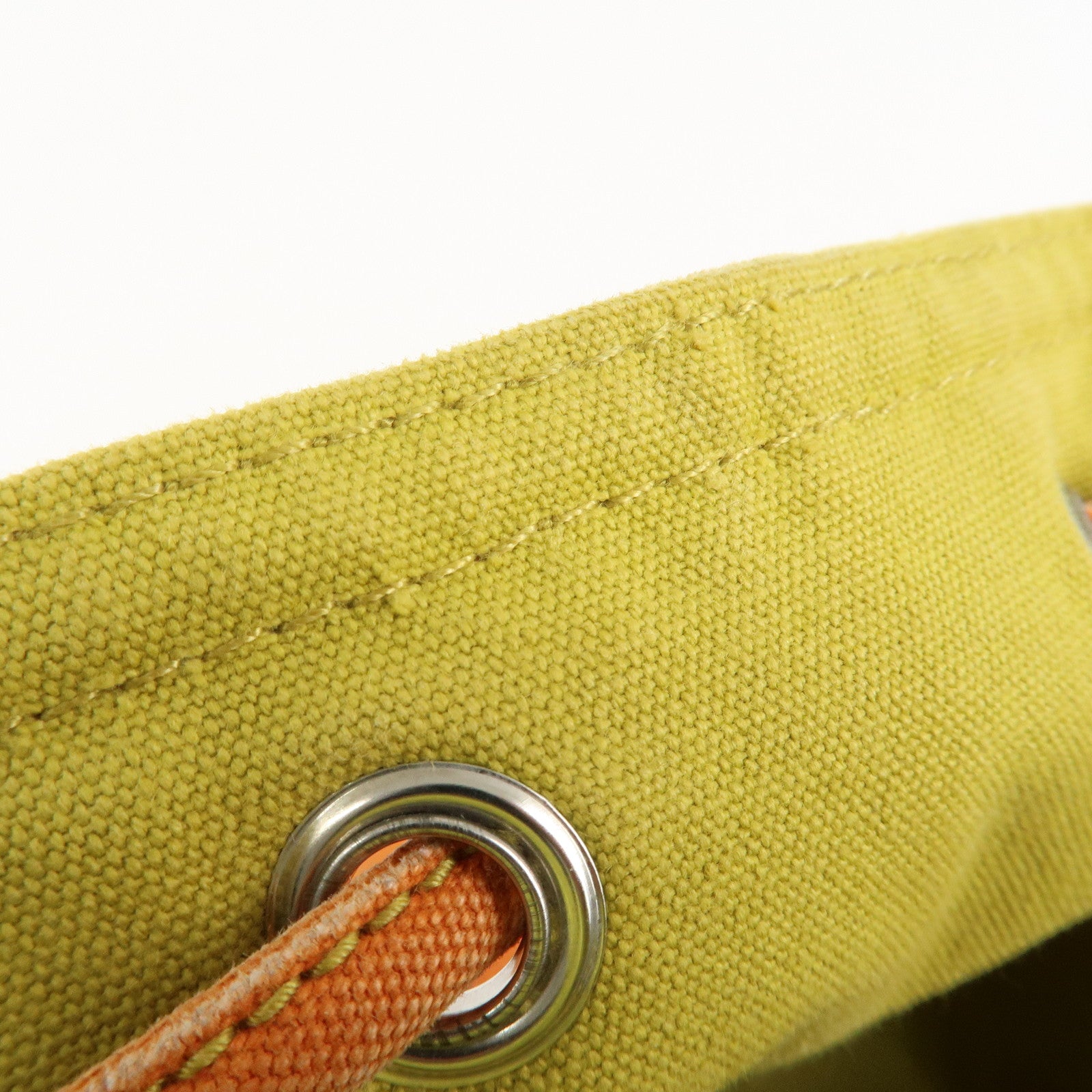 HERMES Leather Canvas Leather Porochon Mimil PM Shoulder Bag Orange Used