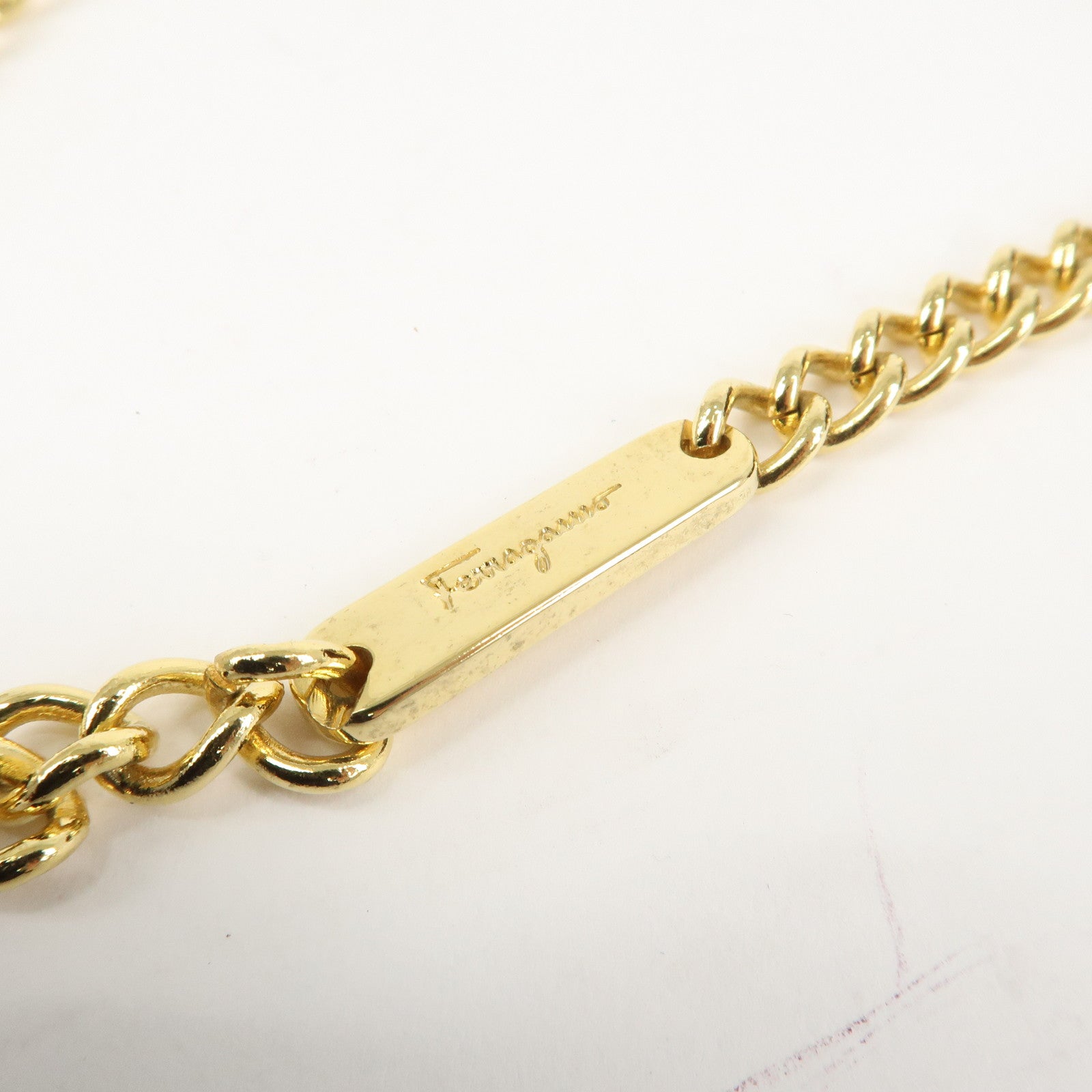 Ferragamo Gancini Leather Chain Shoulder Bag Brown Gold HDW Used