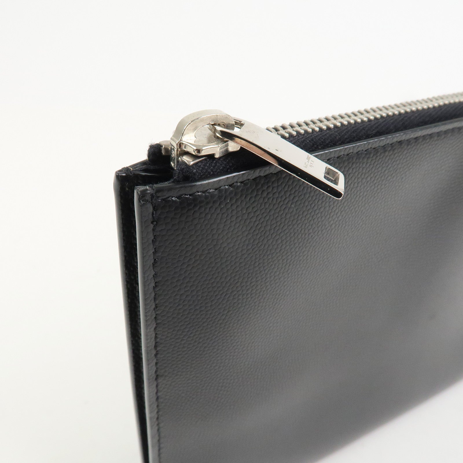 SAINT LAURENT PARIS Logo Leather Clutch Bag Black