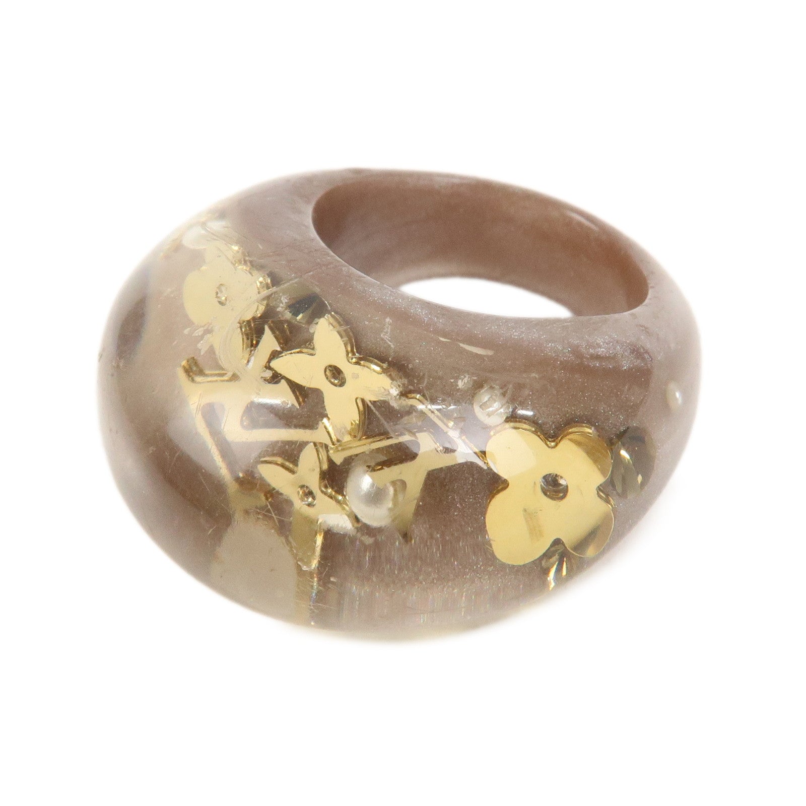 Louis Vuitton Monogram Bague Inclusion Resin Ring M #12 Brown