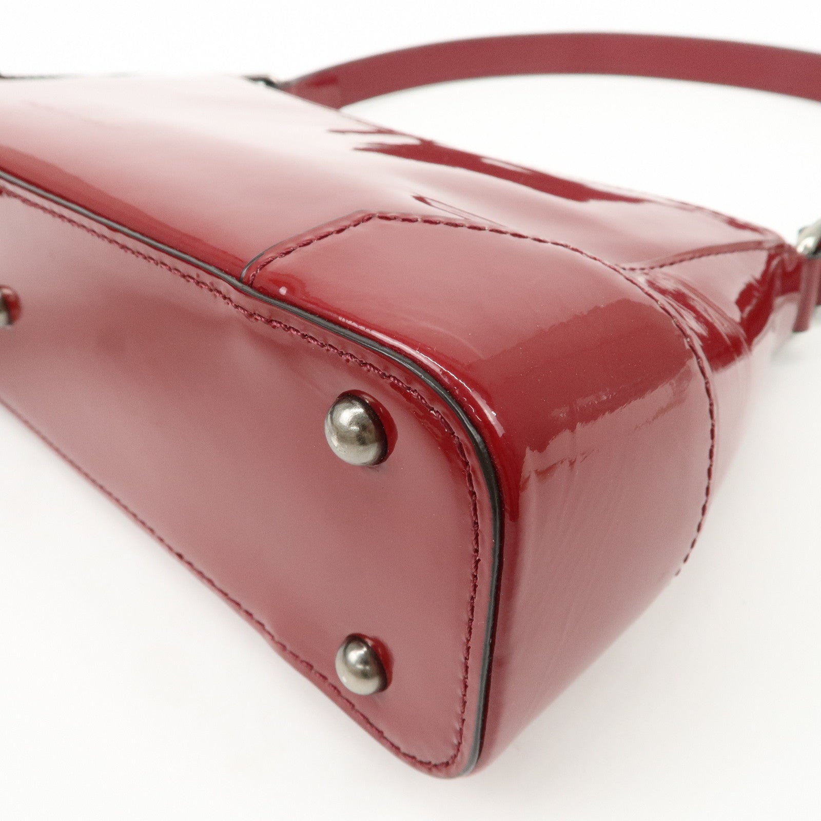 BURBERRY Patent Leather Shoulder Bag Hand Bag Red