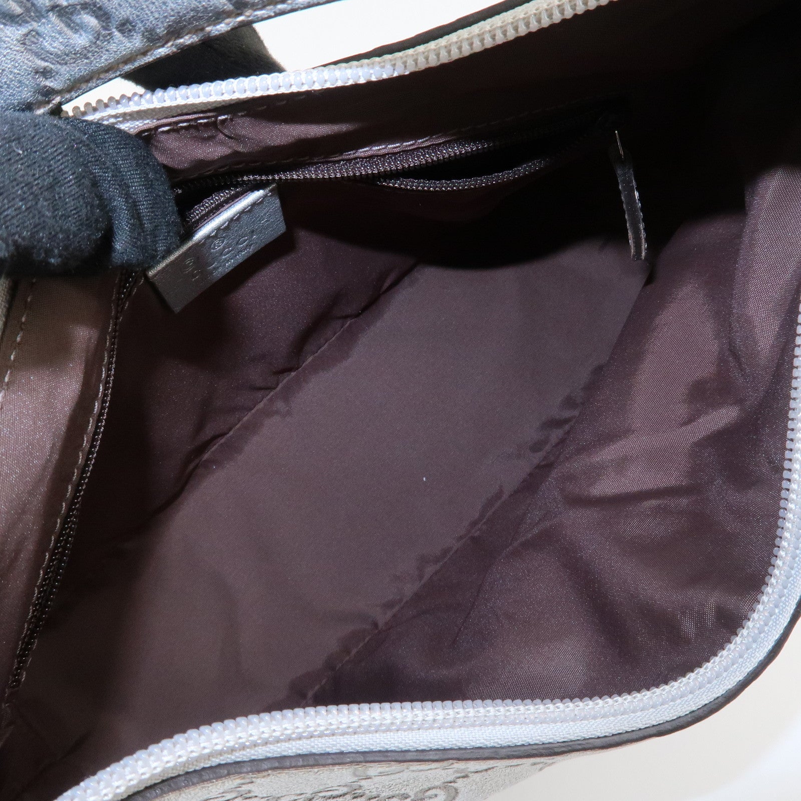 GUCCI Guccissima Leather Shoulder Bag Hand Bag Silver 240020 Used