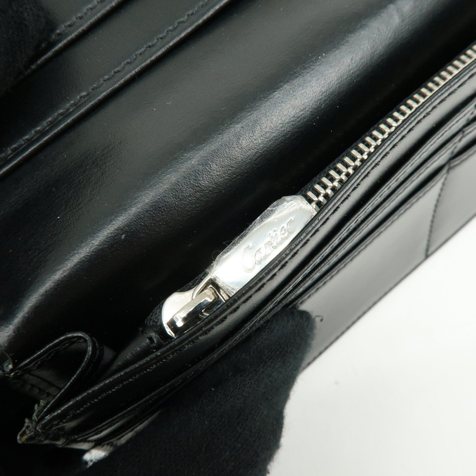 Cartier Pasha Leather Bi-fold Long Wallet Continental Wallet Black
