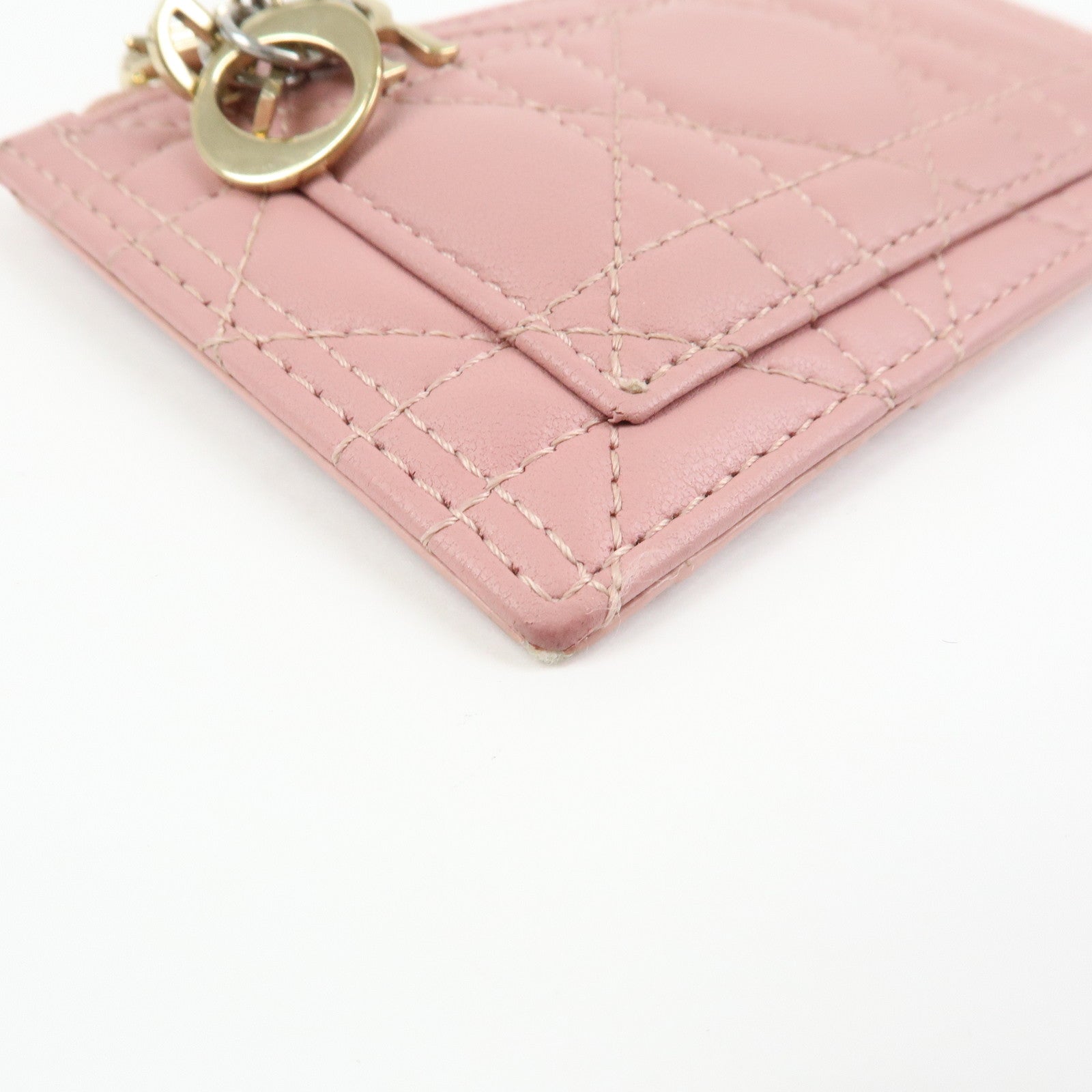 Christian Dior Lady Dior Cosmos Cannage Lambskin Card Case Pink