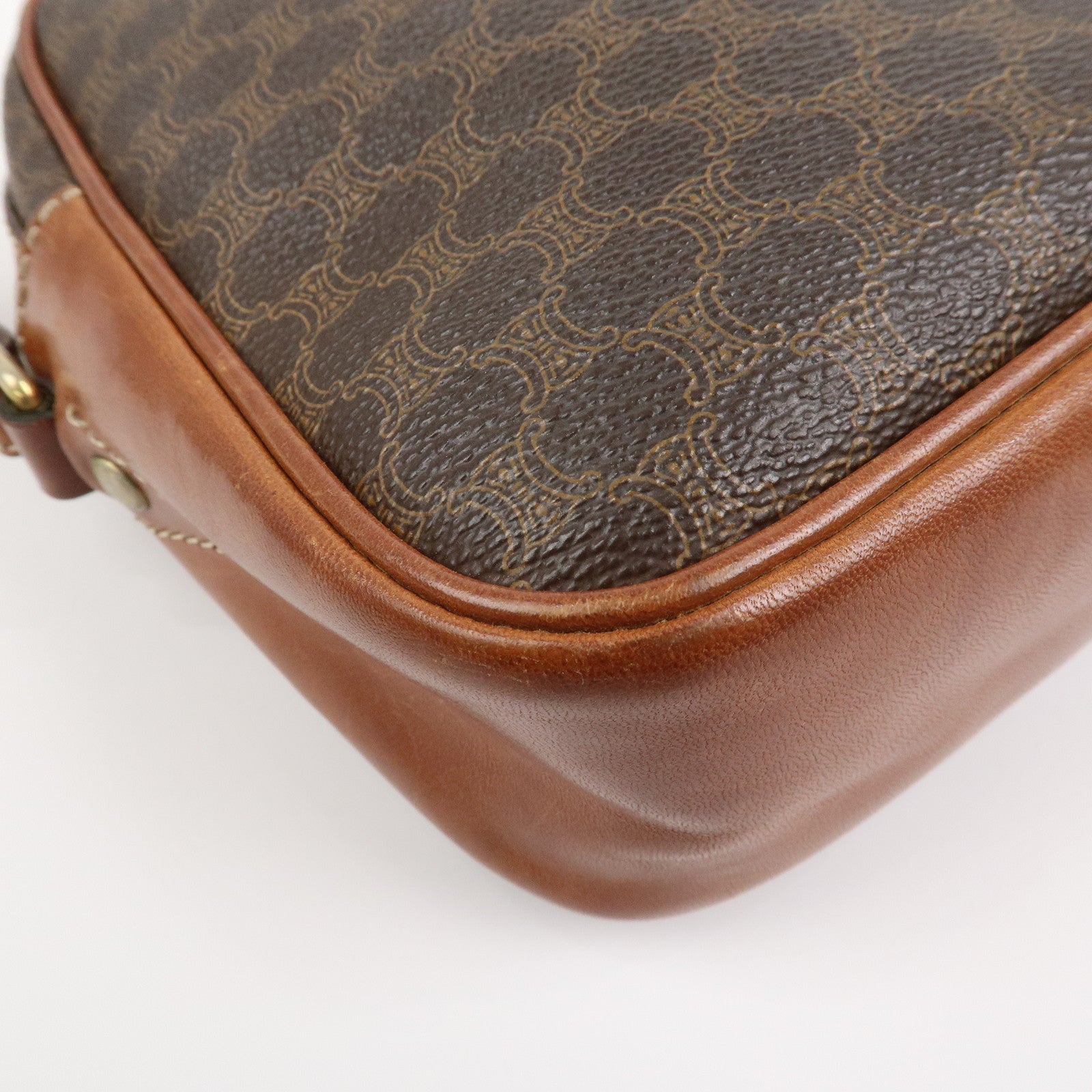 CELINE Macadam PVC Leather Shoulder Bag Brown Gold HDW