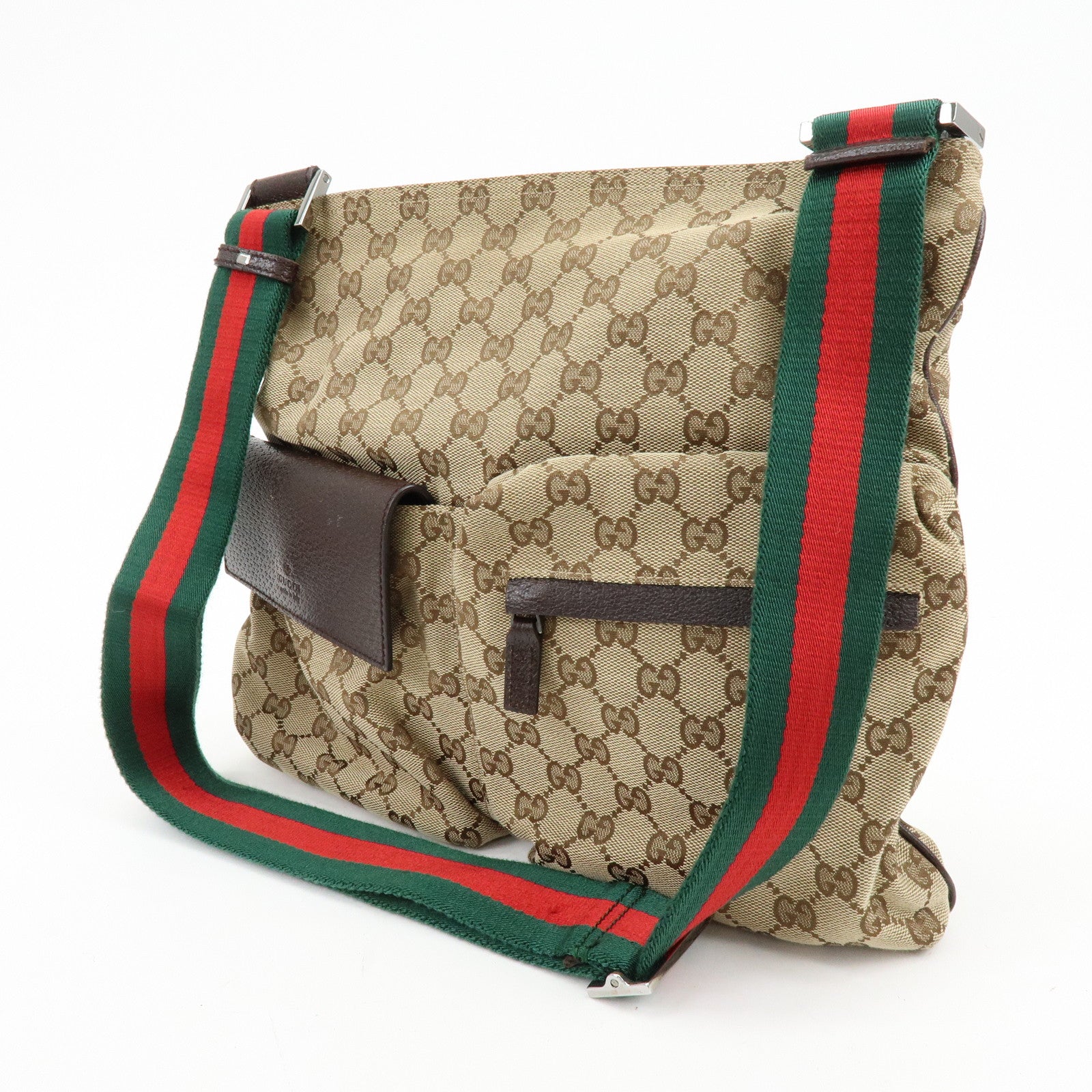 GUCCI Sherry GG Canvas Leather Shoulder Bag Beige Brown 169937