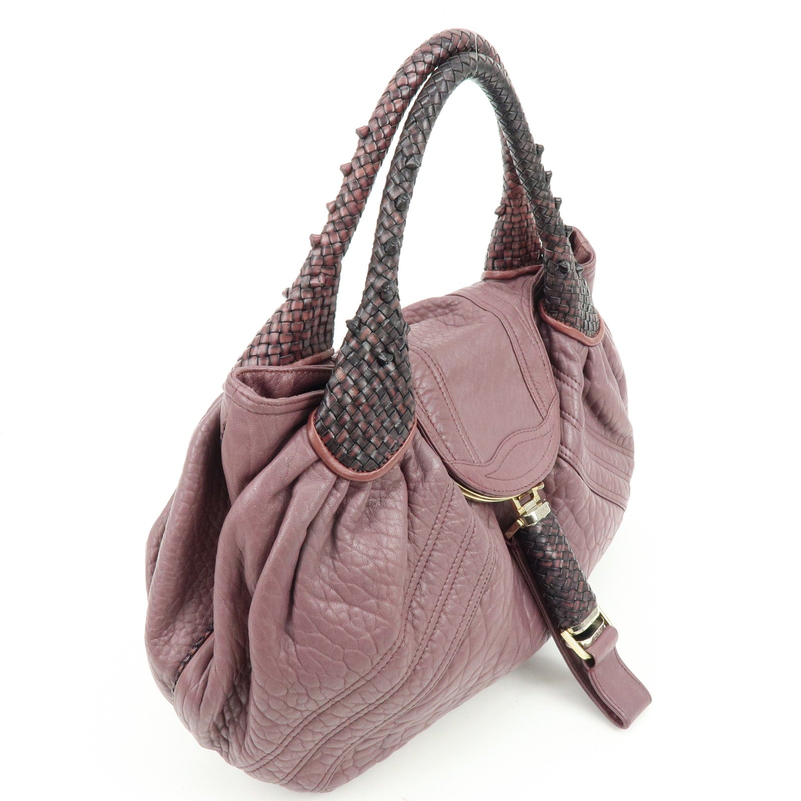 FENDI Leather Spy Bag Hand Bag Shoulder Bag Purple 8BR511