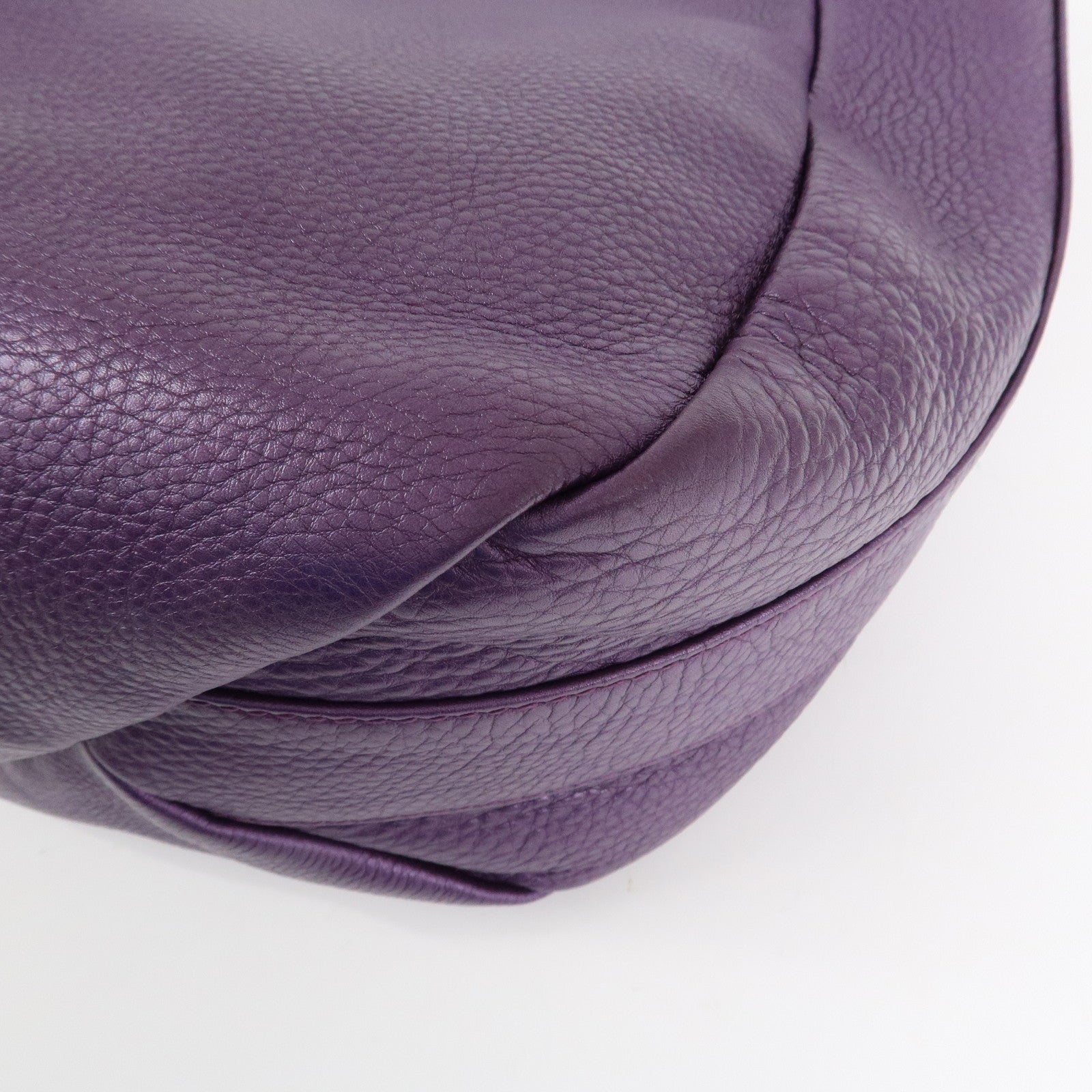 GUCCI Leather Shoulder Bag Hand Bag Metallic Purple 268749