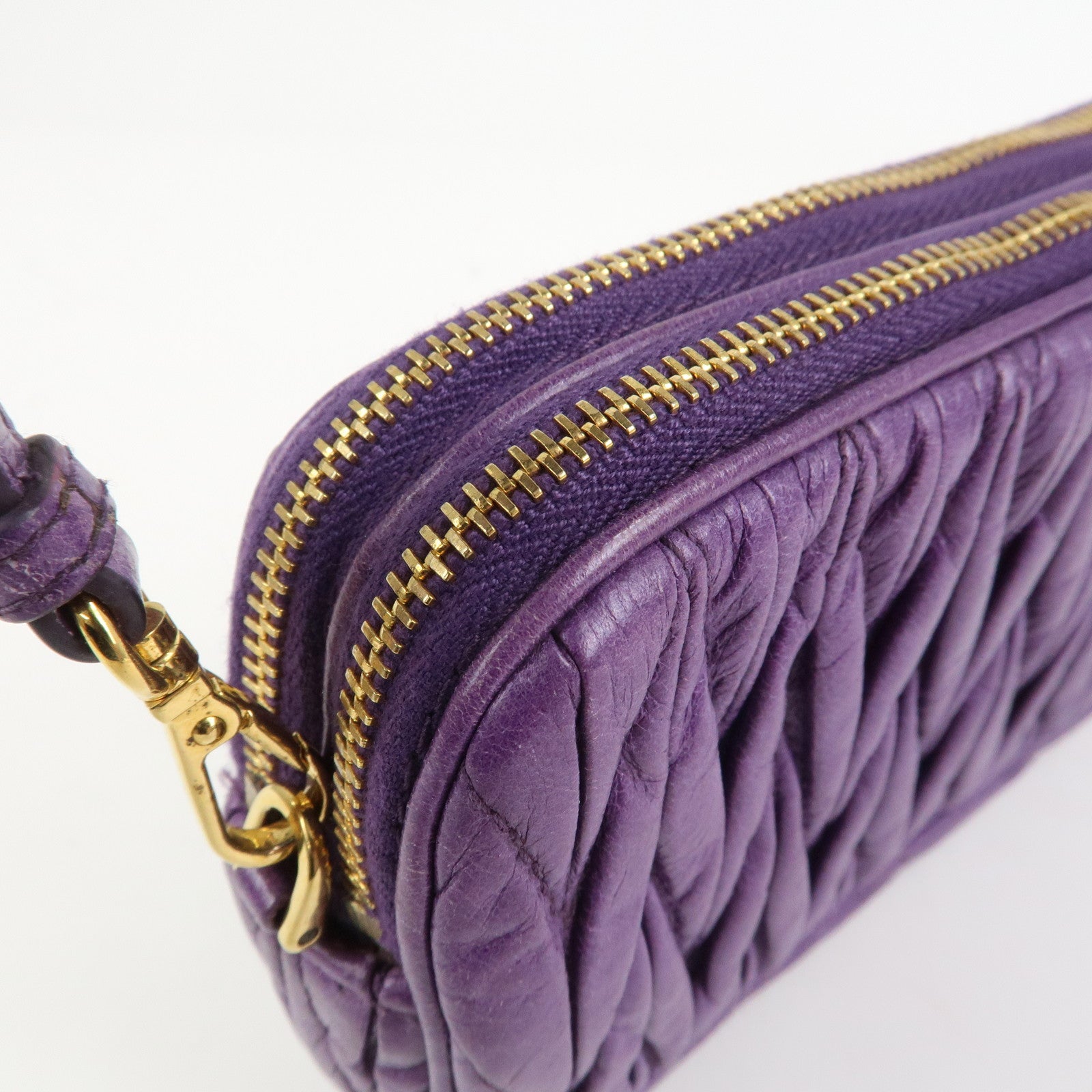 MIU MIU Logo Matelasse Mini Hand Bag Shoulder Bag Purple 5ARH02