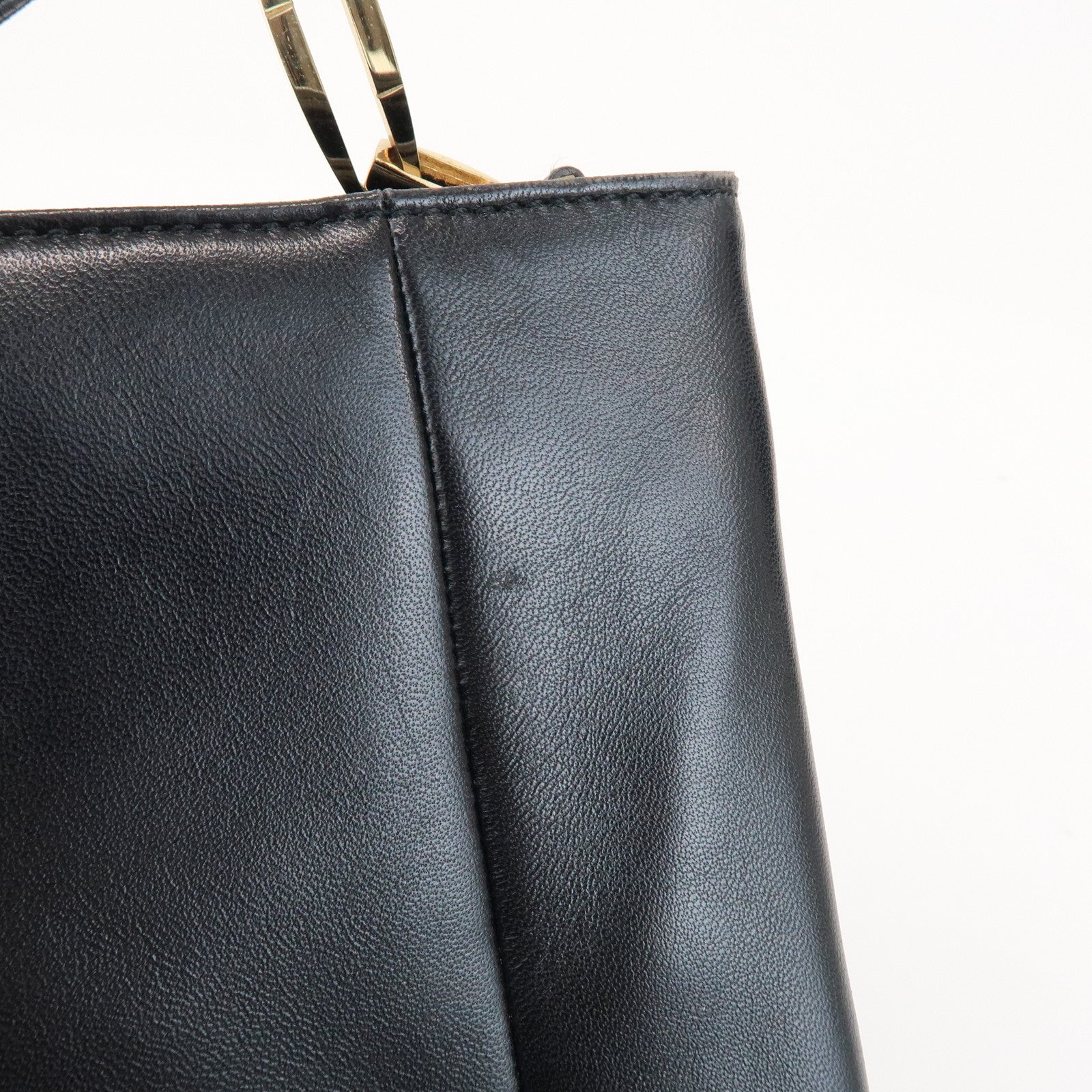 LOEWE Anagram Logo Nappa Leather Chain Shoulder Bag Hand Bag Black