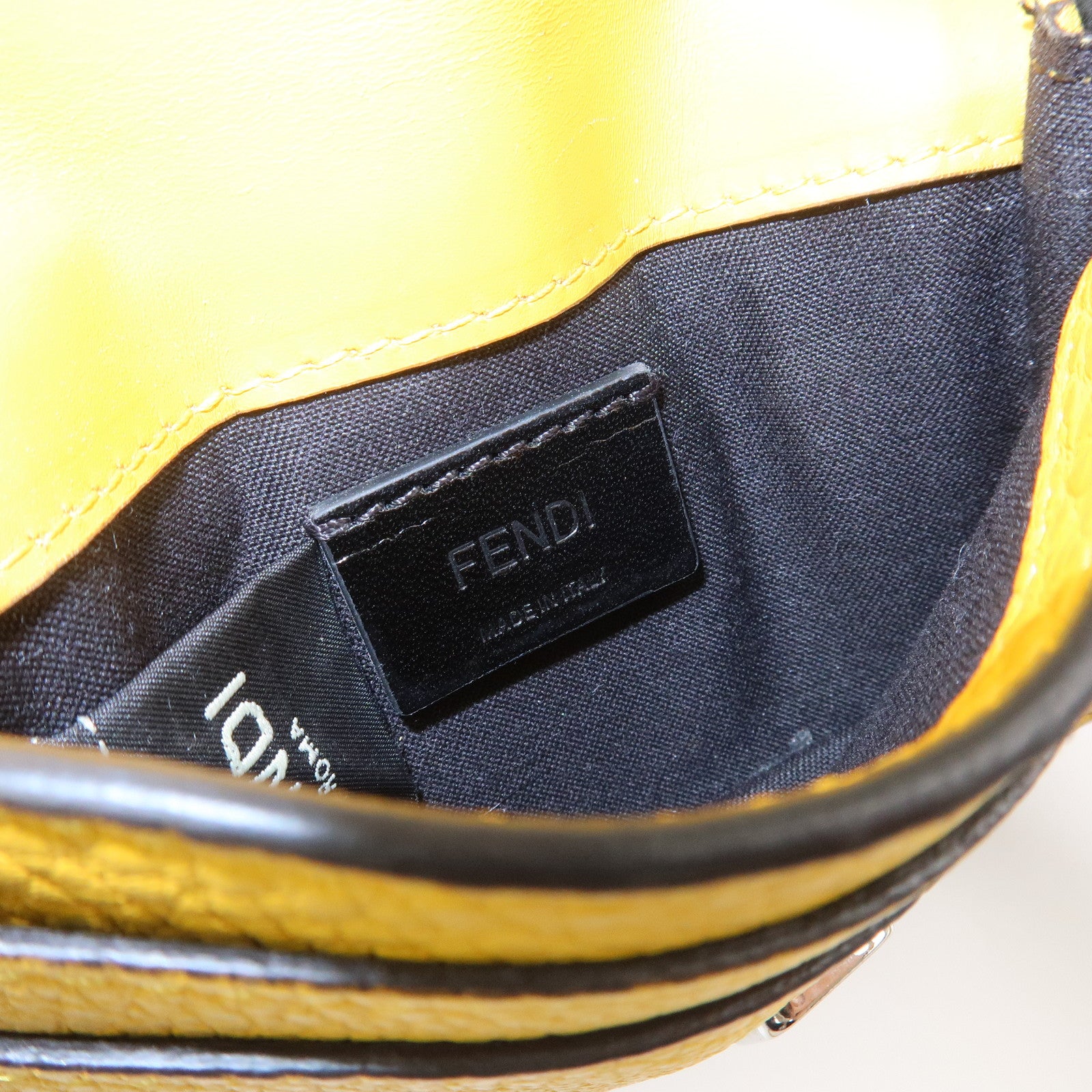 FENDI Micro Flat Baguette Leather Mini Shoulder Bag Yellow
