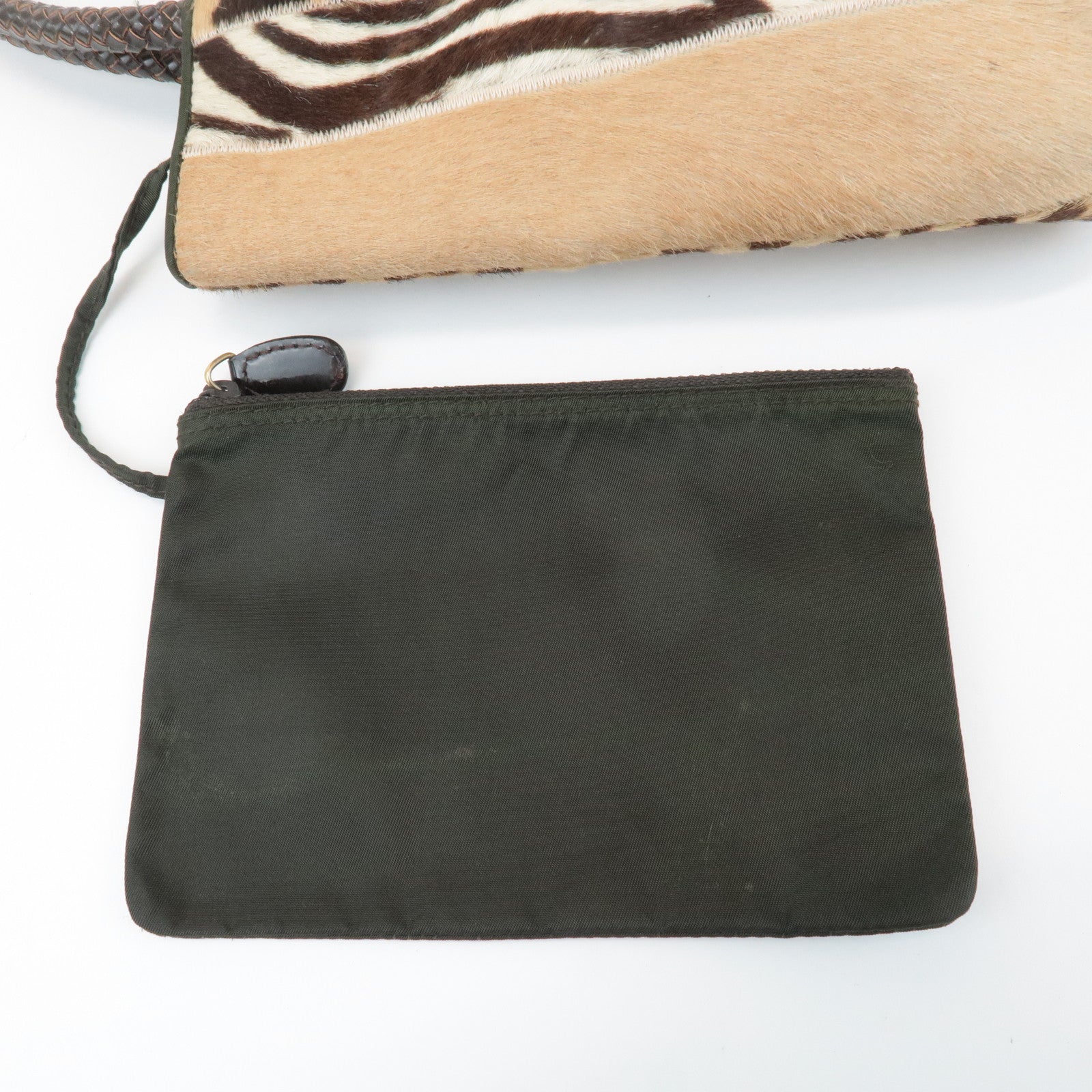 Christian Dior Leather Unborn Calf Tote Bag Leopard Beige Brown Used