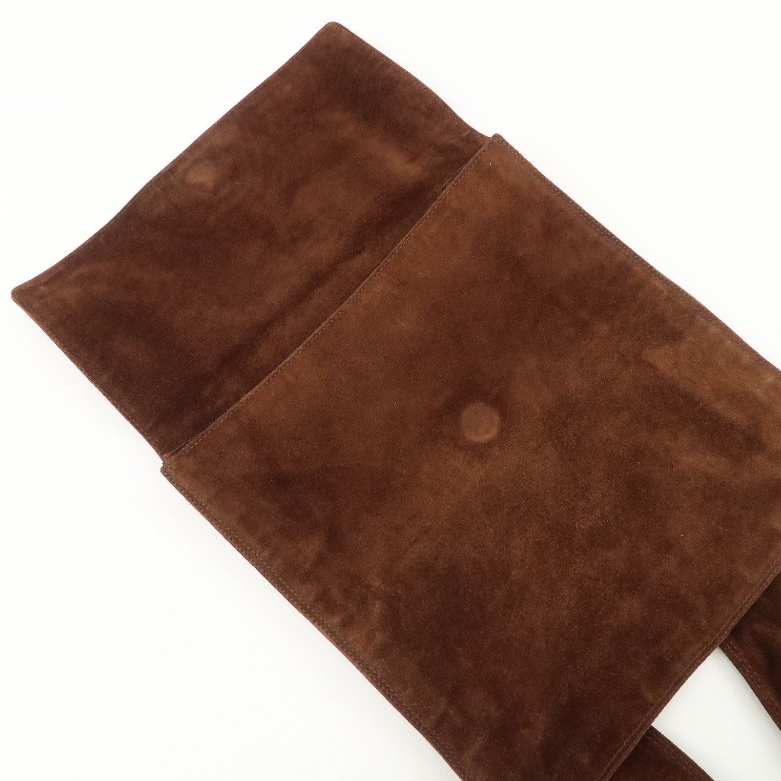 CHANEL Logo Suede Shoulder Bag Crossbody Bag Brown Used