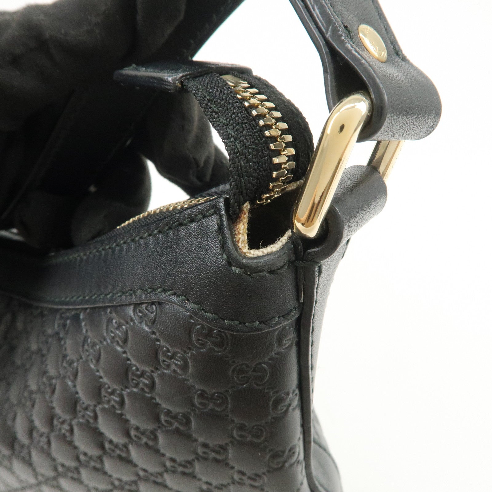 GUCCI Micro Guccissima Leather Shoulder Bag Hand Bag Black 449732