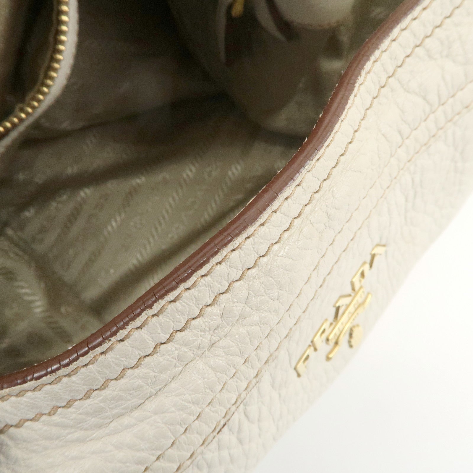 PRADA Logo Shoulder Bag Hand Bag Ivory