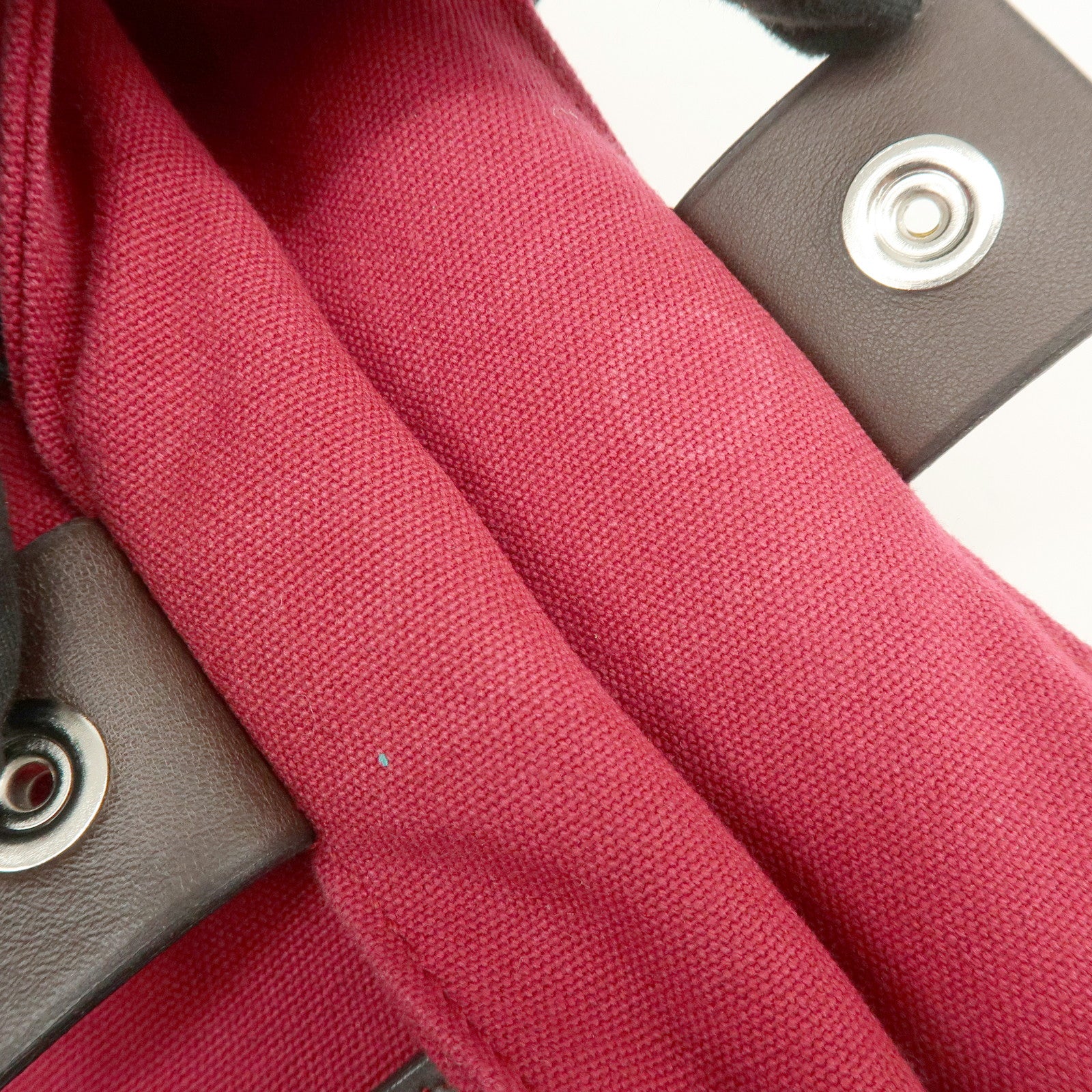 HERMES Trocadéro Vertical MM Canvas Calf Leather Tote Bag Red Brown