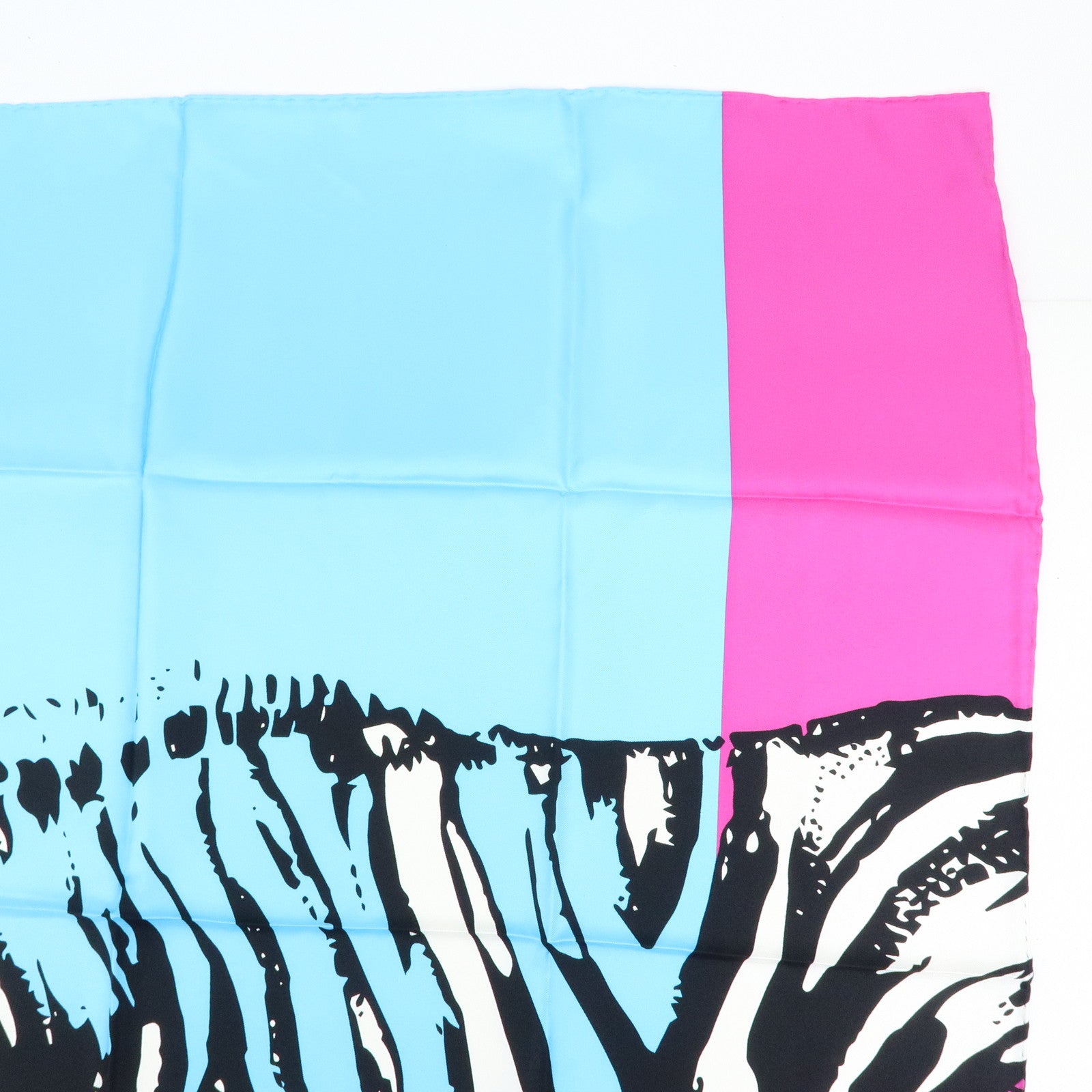 Christian Dior Silk 100% Zebra Scarf Shawl Light Blue Pink