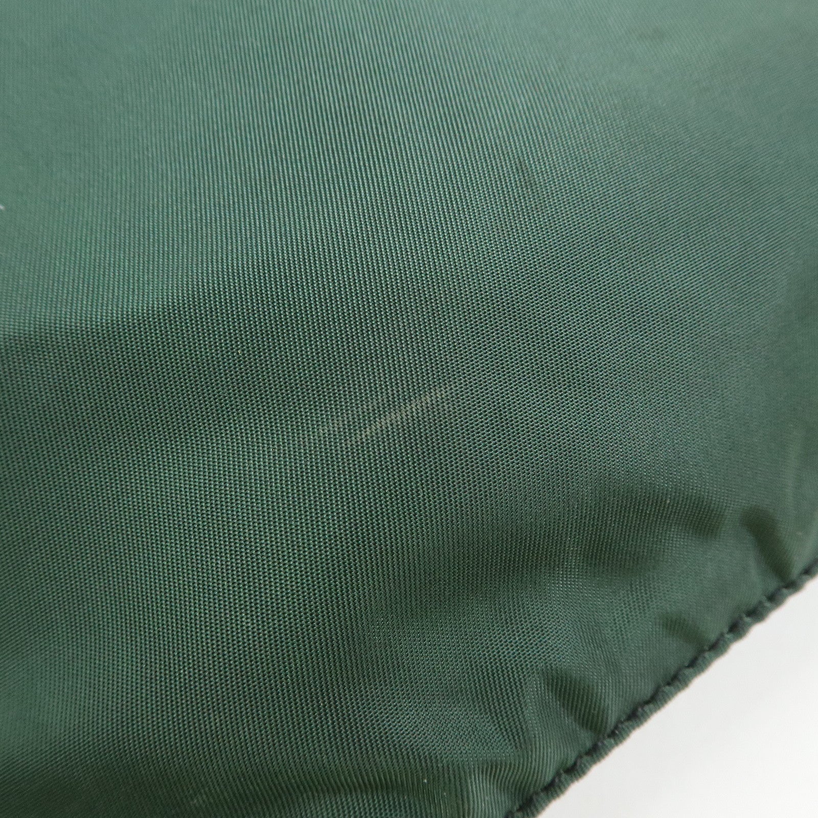 PRADA Triangle Logo Nylon Leather Tote Bag Hand Bag Moss Green