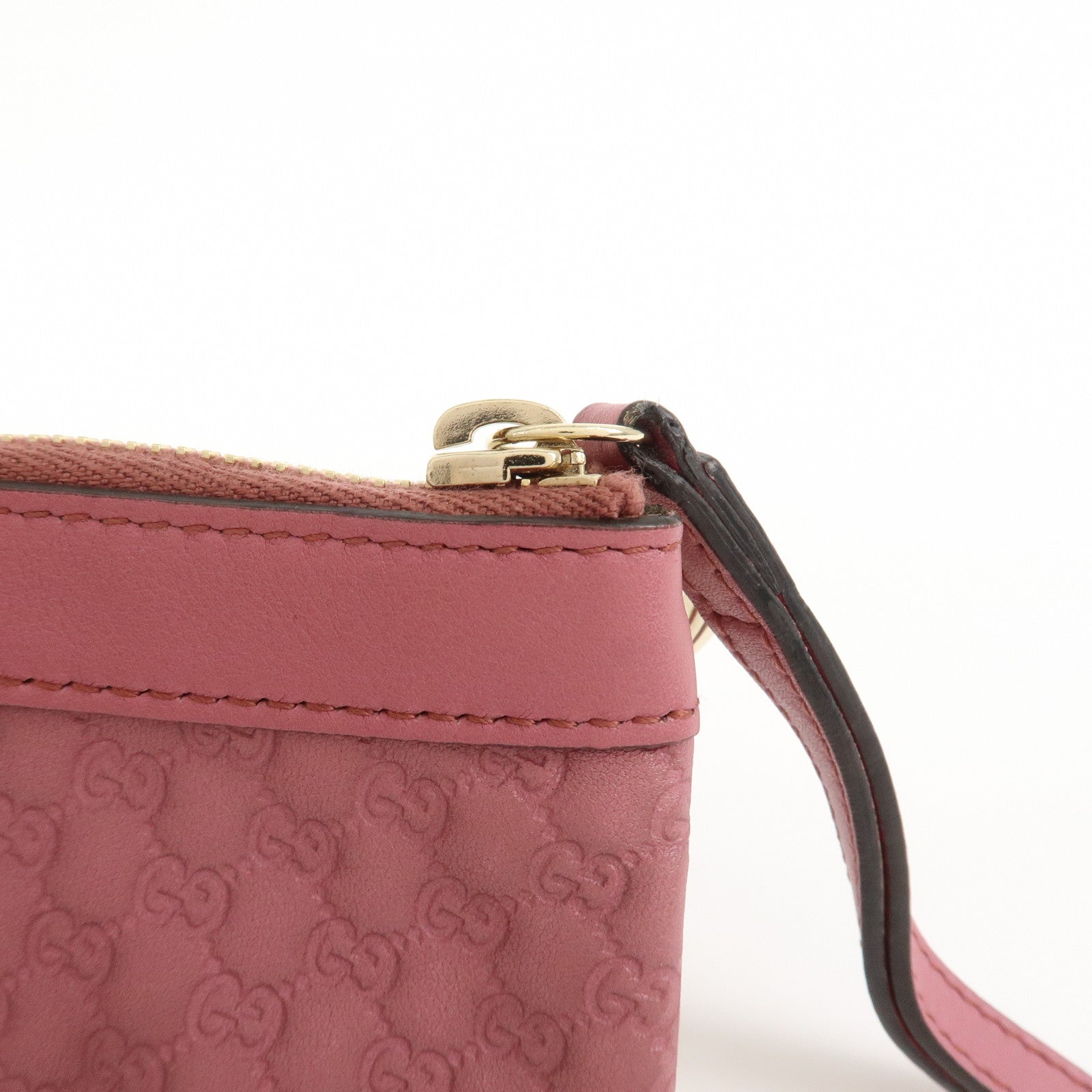 GUCCI Interlocking G Micro Guccissima Leather Pouch Pink 212203